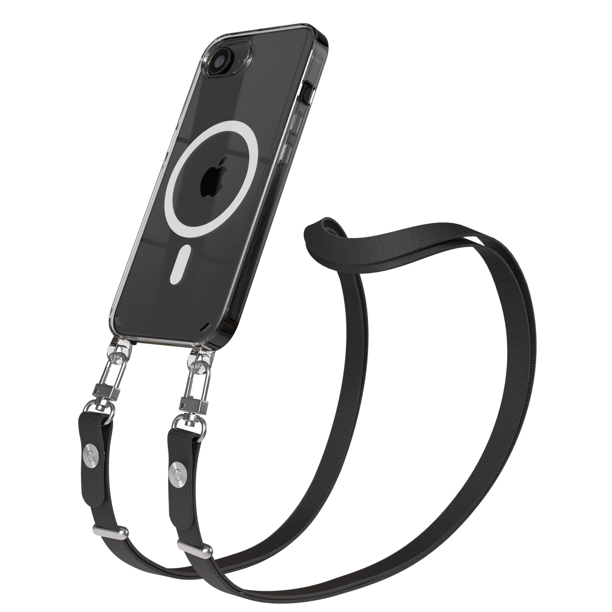 Apple iPhone 16e MagSafe Hülle mit magnetischem Crossbody-Umhängegurt-Set #farbe_schwarz-magsafe-funktion-mit-magsafe