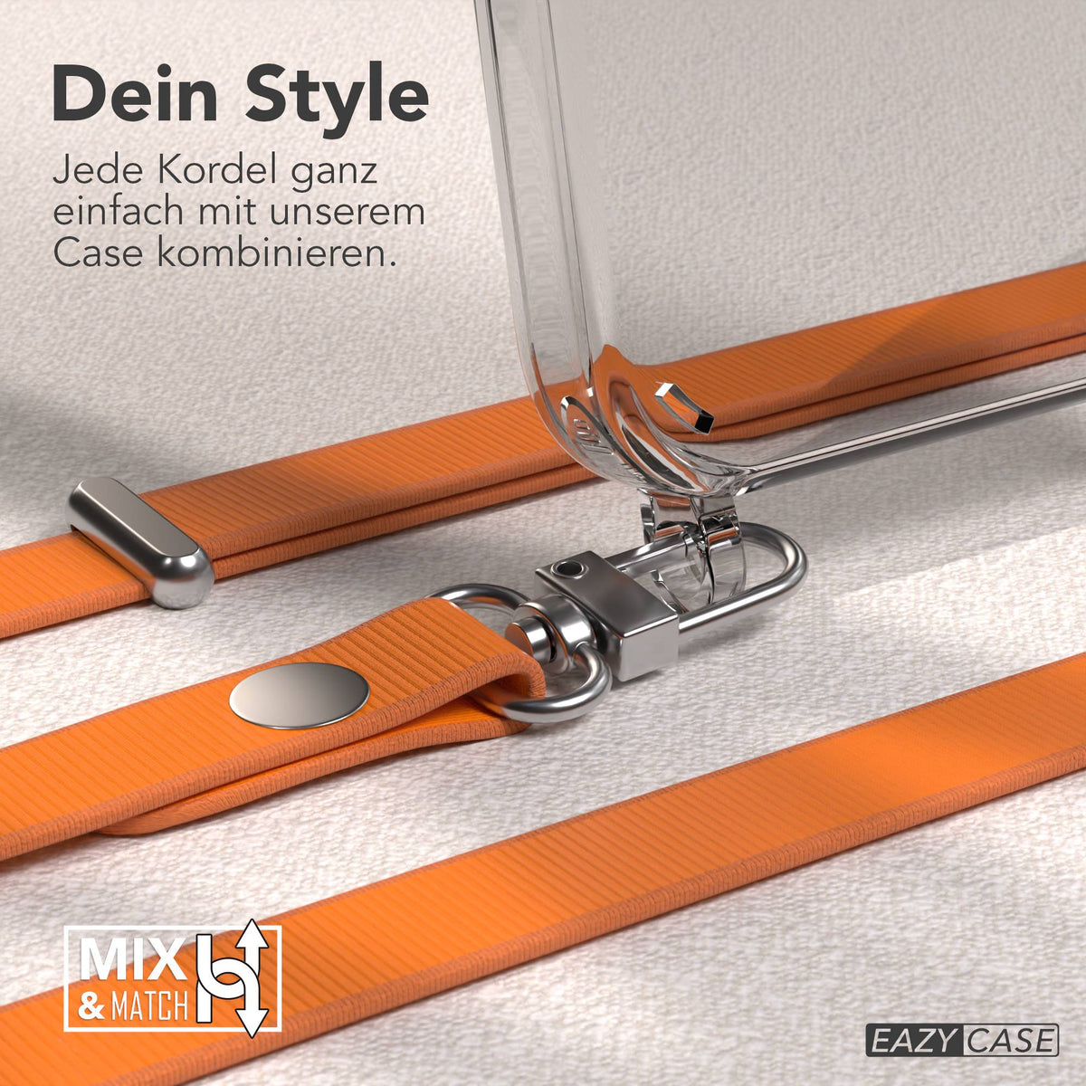 iPhone 15 Pro MagSafe Hülle mit magnetischer Crossbody Handykette von EAZY CASE #farbe_orange-magsafe-funktion-ohne-magsafe
