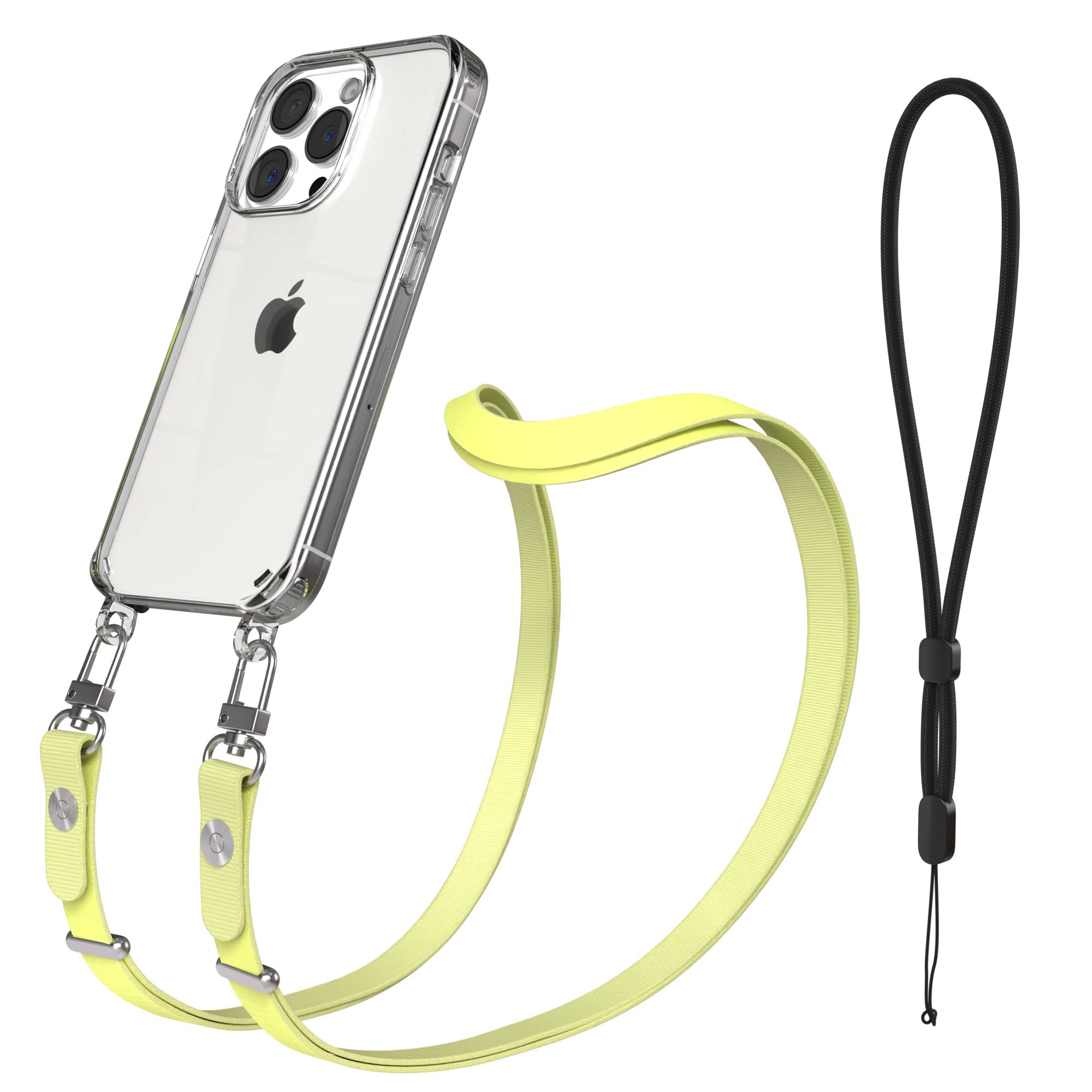 iPhone 15 Pro MagSafe Hülle mit magnetischer Crossbody Handykette von EAZY CASE #farbe_gelb-magsafe-funktion-ohne-magsafe