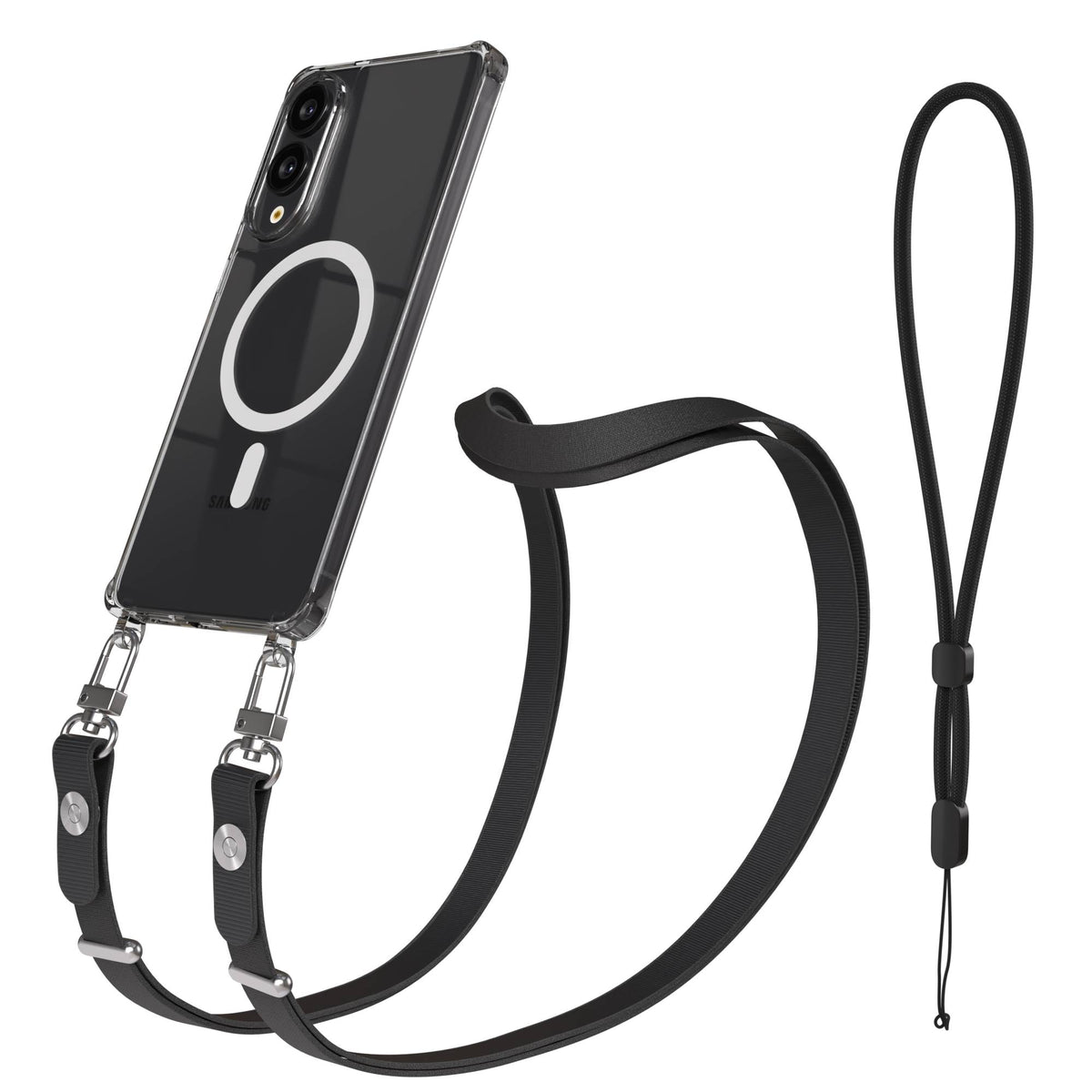Samsung Galaxy S25 Edge MagSafe Hülle mit magnetischer Crossbody Handykette #farbe_schwarz-magsafe-funktion-mit-magsafe
