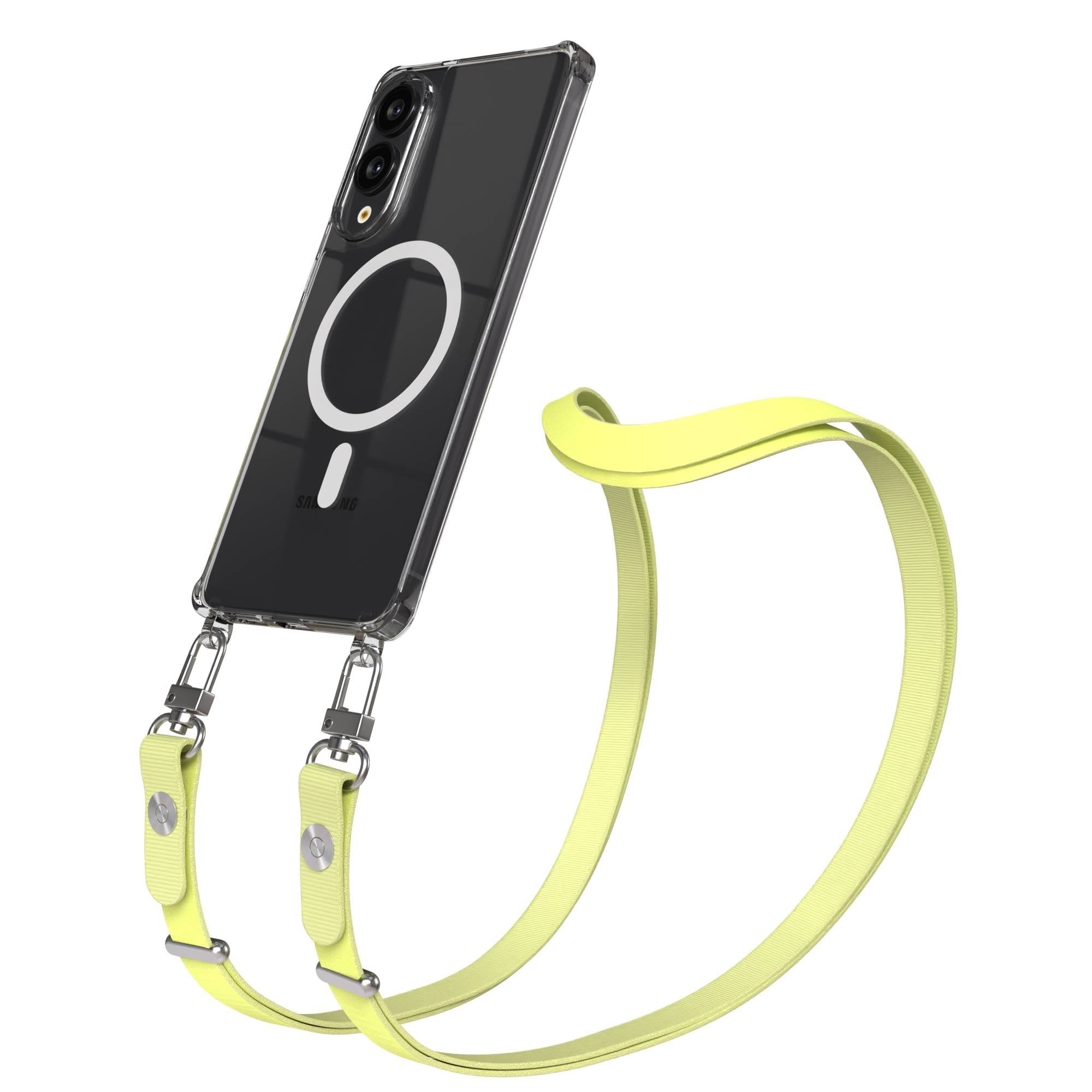 Samsung Galaxy S25 Edge MagSafe Hülle mit magnetischer Crossbody Handykette #farbe_gelb-magsafe-funktion-mit-magsafe