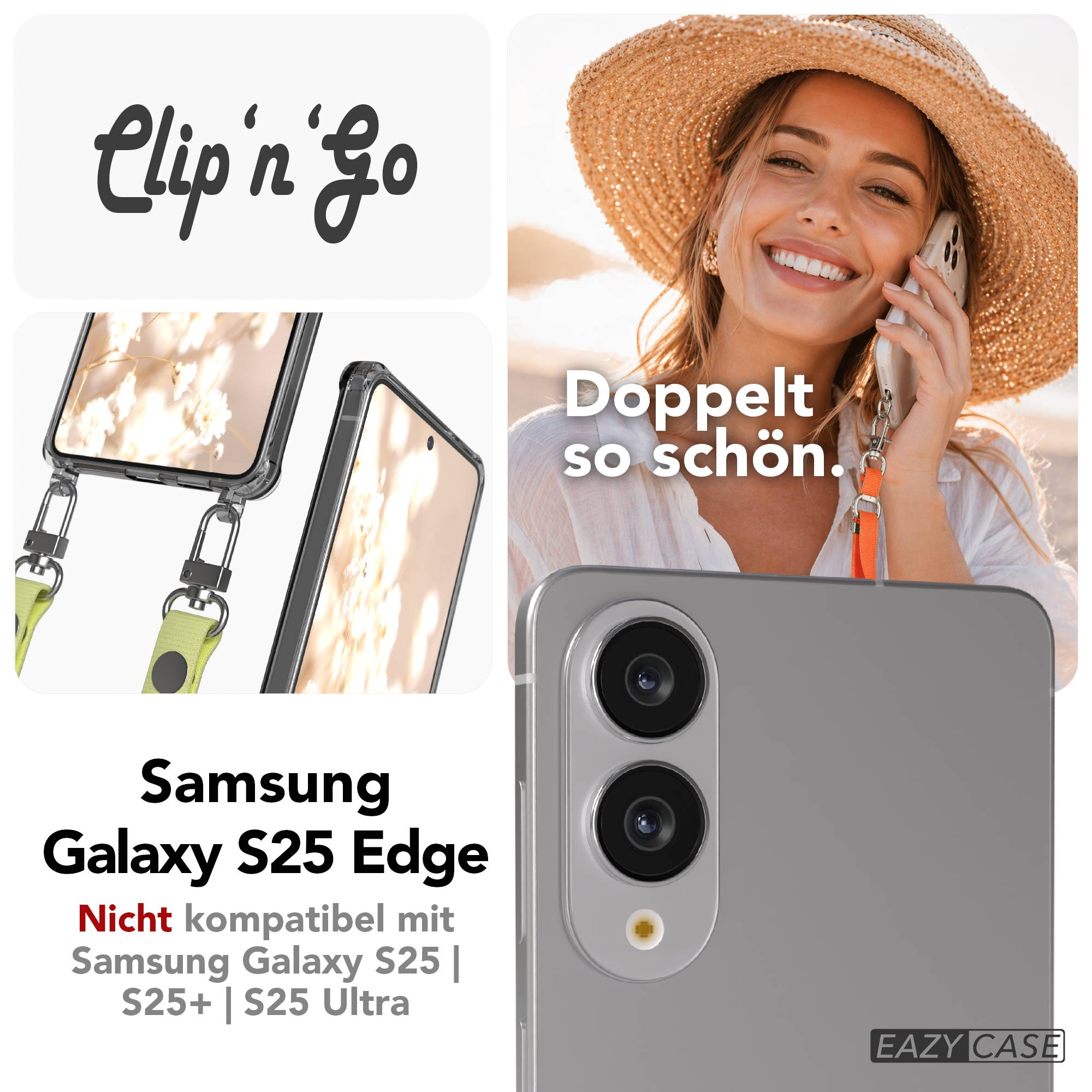 Samsung Galaxy S25 Edge MagSafe Hülle mit magnetischer Crossbody Handykette #farbe_gelb-magsafe-funktion-mit-magsafe