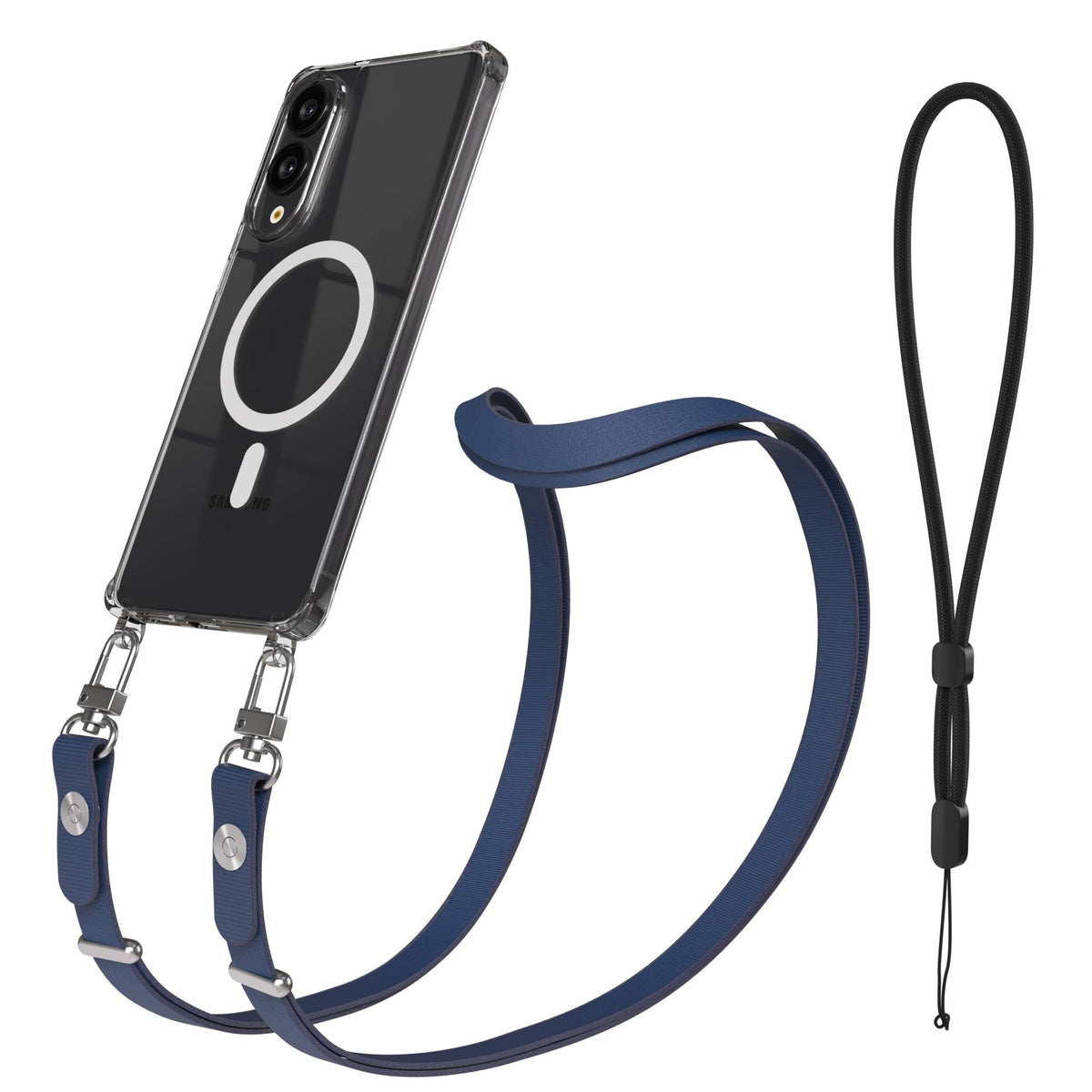 Samsung Galaxy S25 Edge MagSafe Hülle mit magnetischer Crossbody Handykette #farbe_blau-magsafe-funktion-mit-magsafe