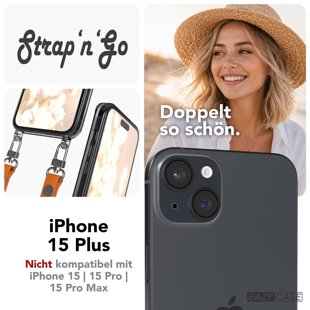 iPhone 15 Plus MagSafe Hülle mit magnetischem Crossbody-Umhängeband #farbe_orange-magsafe-funktion-ohne-magsafe
