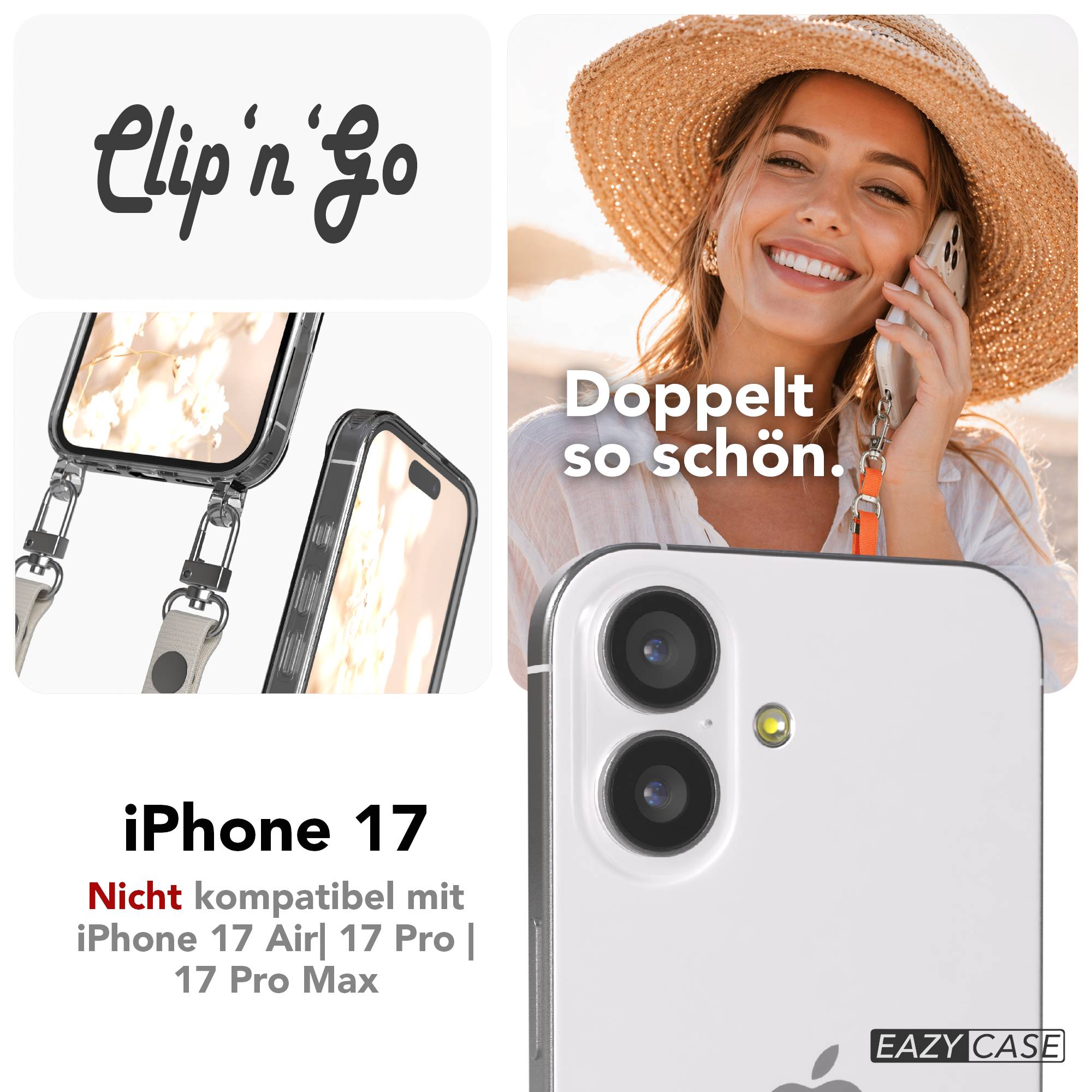 Apple iPhone 17 MagSafe Hülle mit magnetischem Crossbody-Umhängeband Set #farbe_taupe-magsafe-funktion-mit-magsafe