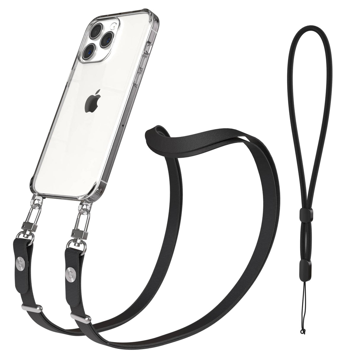 iPhone 15 Pro Max MagSafe Hülle mit magnetischem Crossbody-Umhängeband #farbe_schwarz-magsafe-funktion-ohne-magsafe
