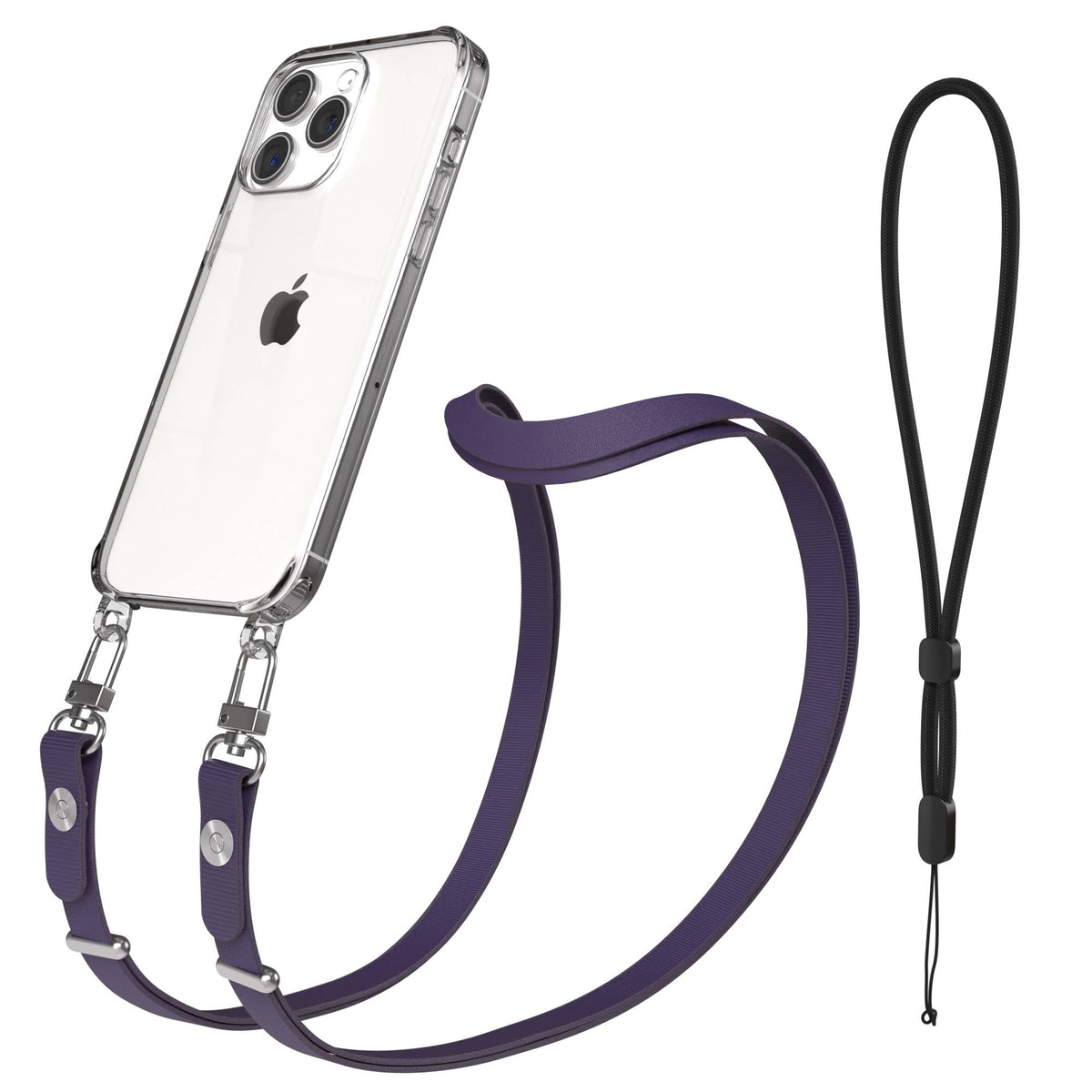 iPhone 15 Pro Max MagSafe Hülle mit magnetischem Crossbody-Umhängeband #farbe_lila-magsafe-funktion-ohne-magsafe