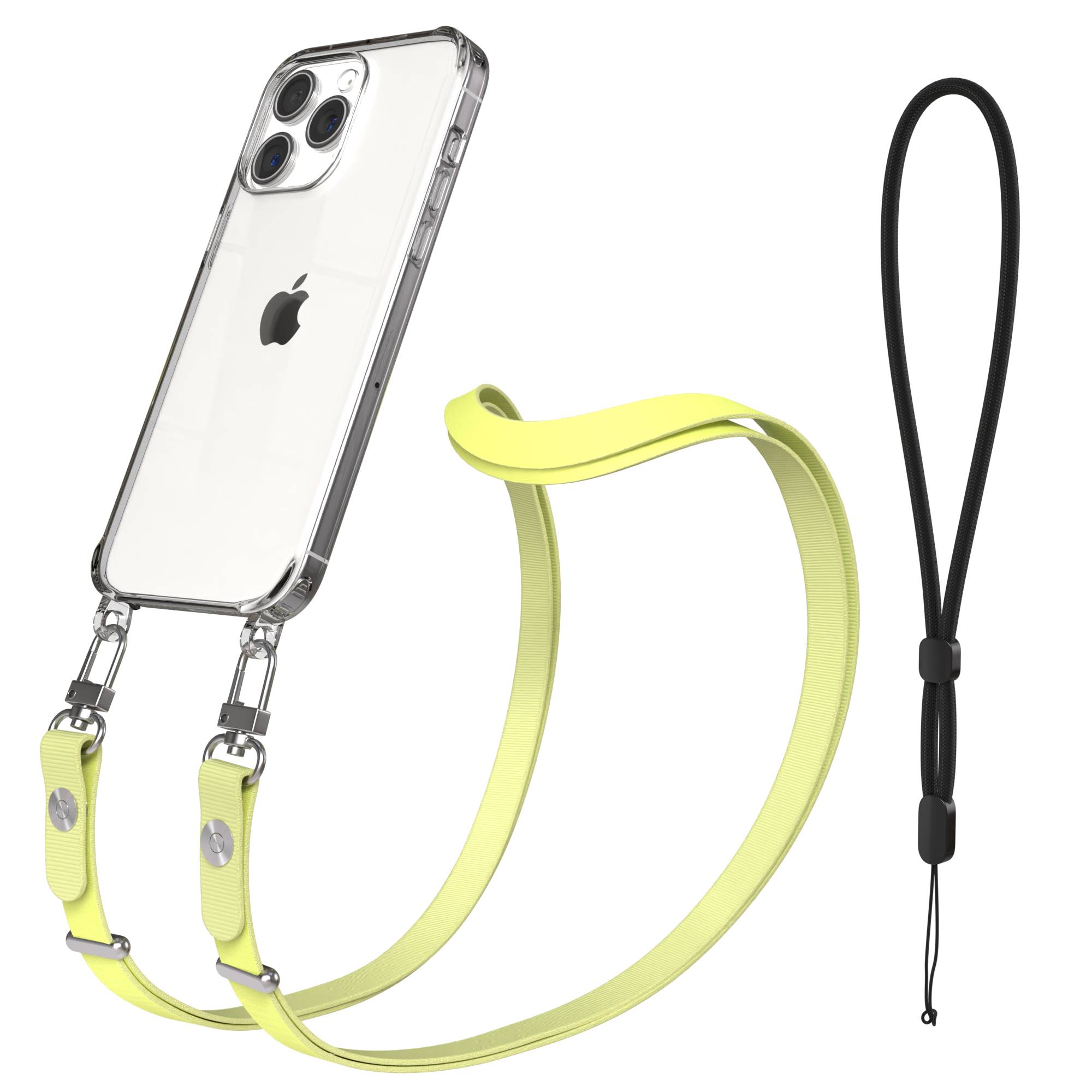 iPhone 15 Pro Max MagSafe Hülle mit magnetischem Crossbody-Umhängeband #farbe_gelb-magsafe-funktion-ohne-magsafe