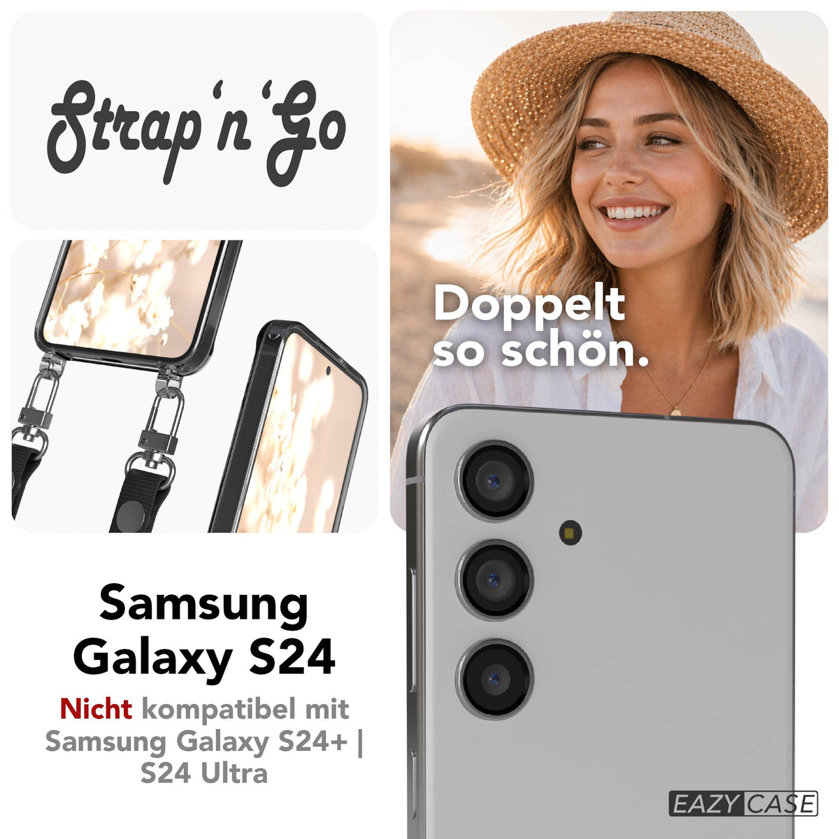Samsung Galaxy S24 MagSafe Schutzhülle mit magnetischer Crossbody Handykette #farbe_schwarz-magsafe-funktion-ohne-magsafe