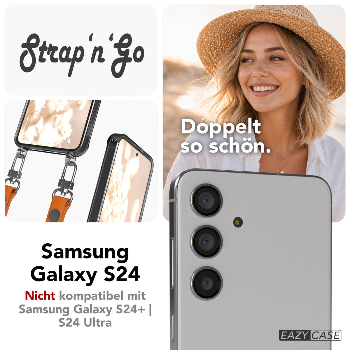 Samsung Galaxy S24 MagSafe Schutzhülle mit magnetischer Crossbody Handykette #farbe_orange-magsafe-funktion-ohne-magsafe