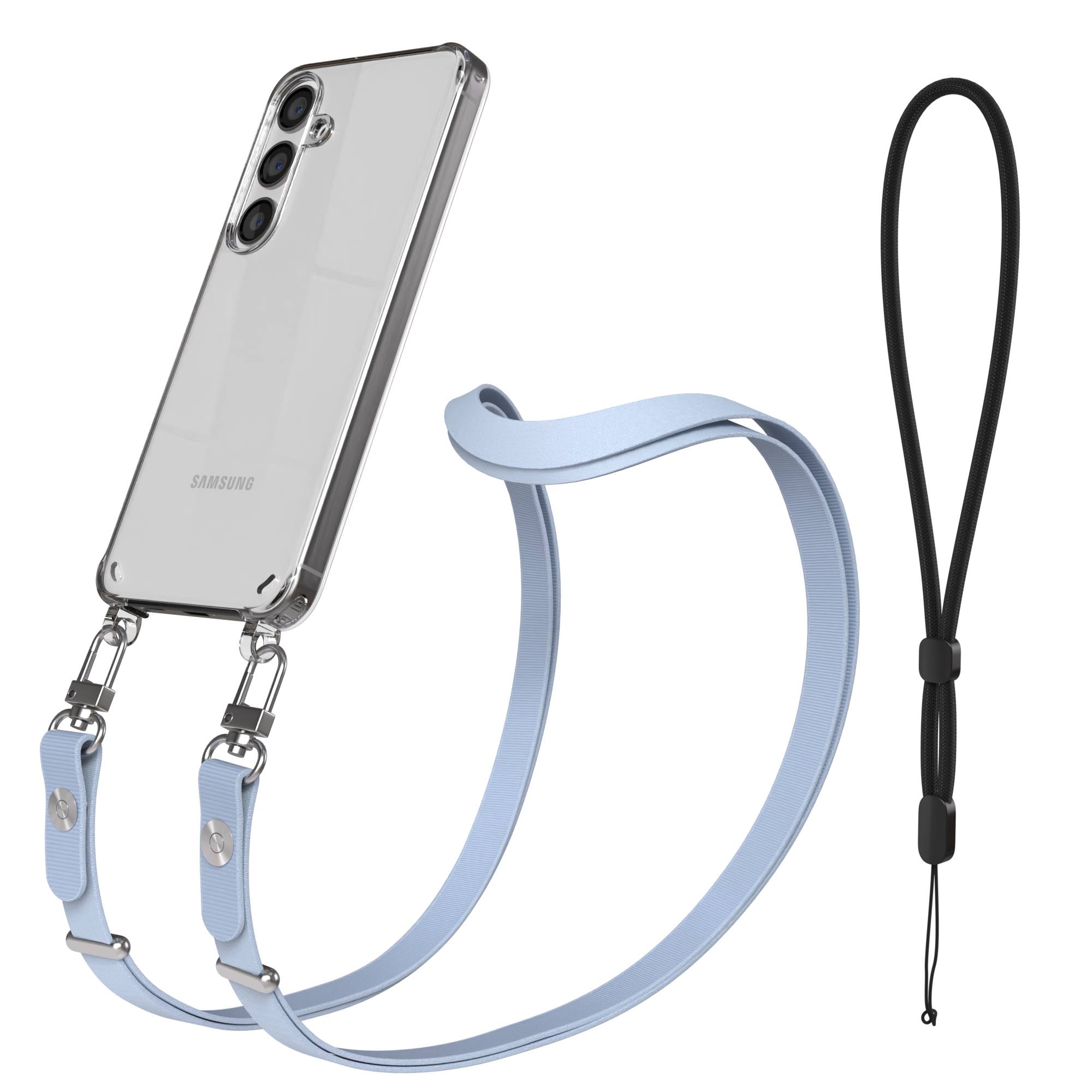 Samsung Galaxy S24 MagSafe Schutzhülle mit magnetischer Crossbody Handykette #farbe_hellblau-magsafe-funktion-ohne-magsafe