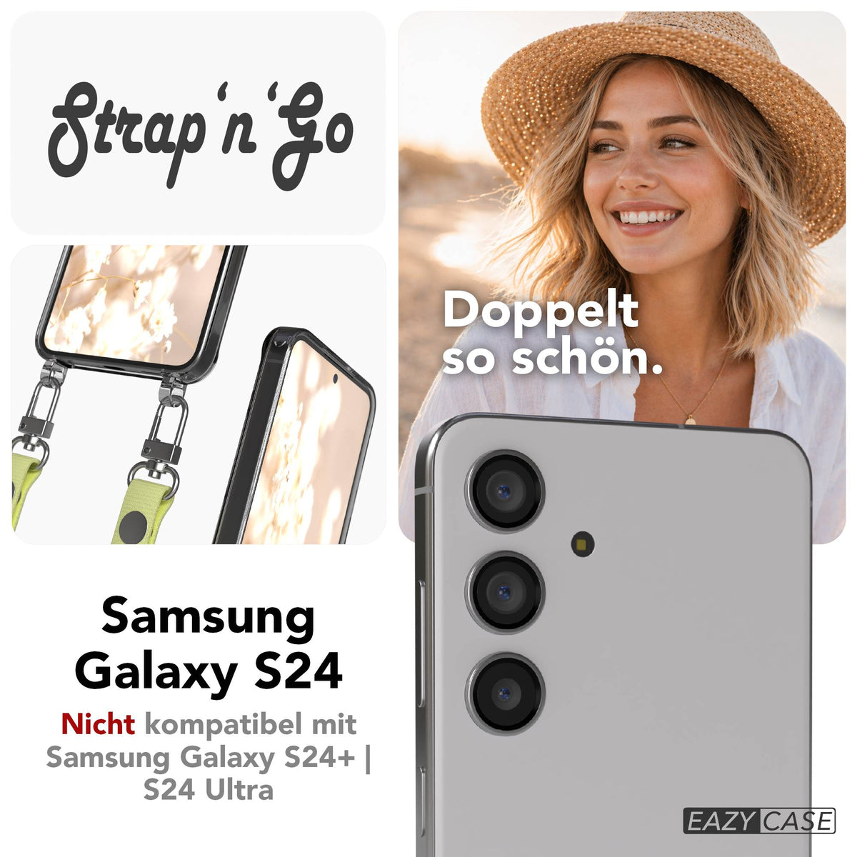 Samsung Galaxy S24 MagSafe Schutzhülle mit magnetischer Crossbody Handykette #farbe_gelb-magsafe-funktion-ohne-magsafe