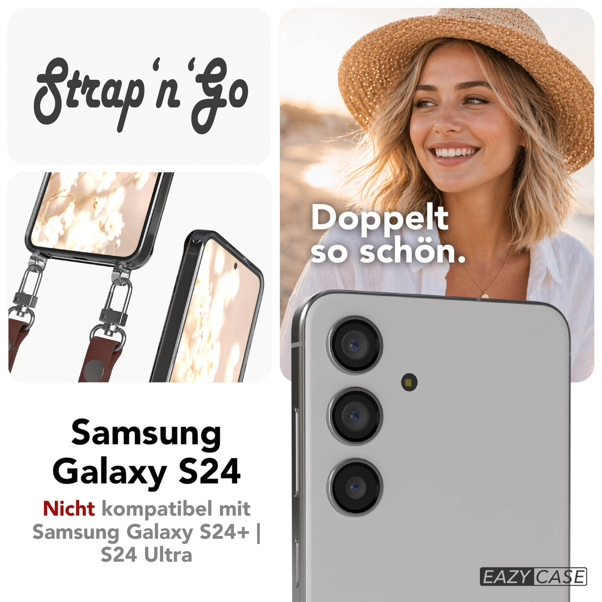 Samsung Galaxy S24 MagSafe Schutzhülle mit magnetischer Crossbody Handykette #farbe_braun-magsafe-funktion-ohne-magsafe