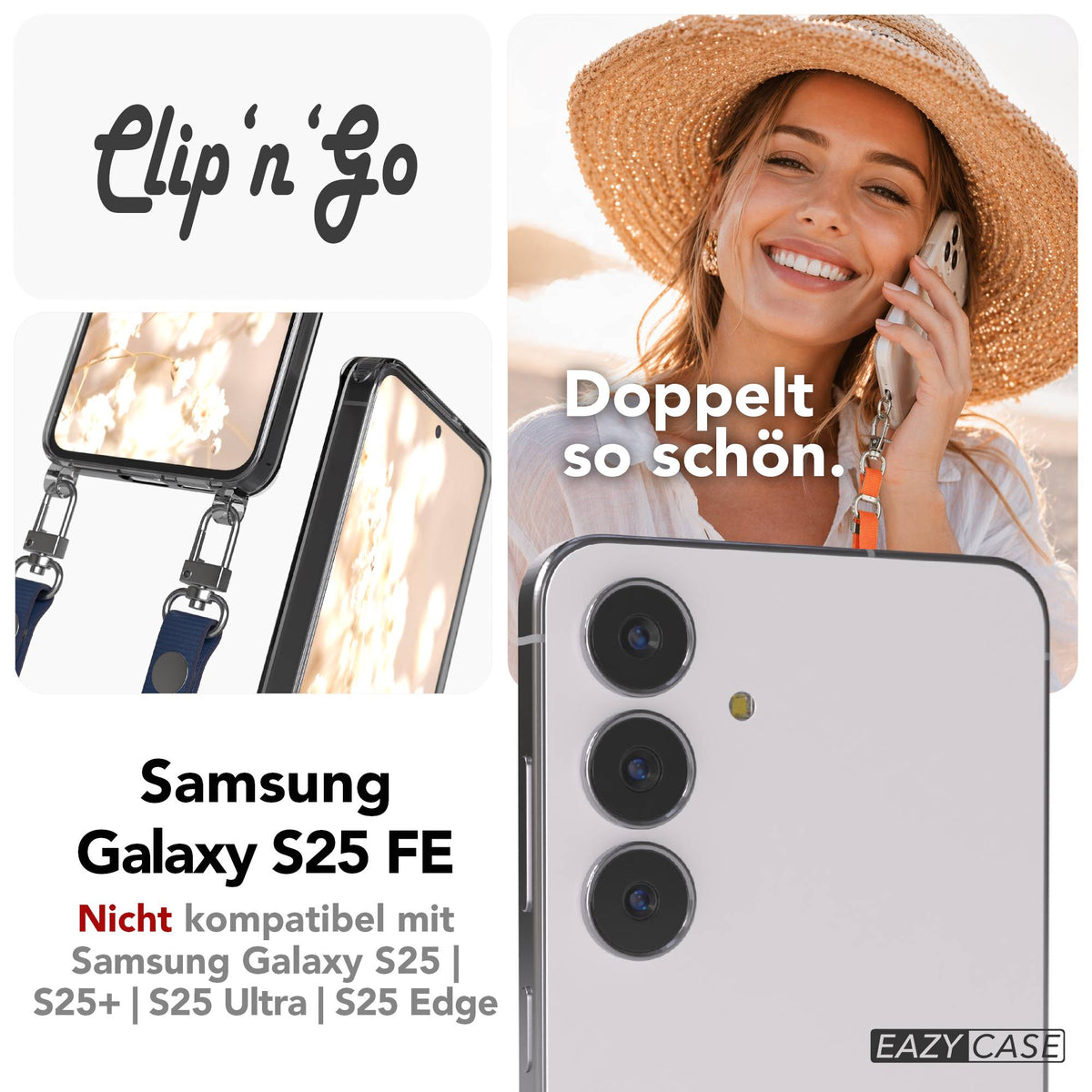 Samsung Galaxy S25 FE MagSafe Hülle mit magnetischer Crossbody Handykette #farbe_blau-magsafe-funktion-mit-magsafe