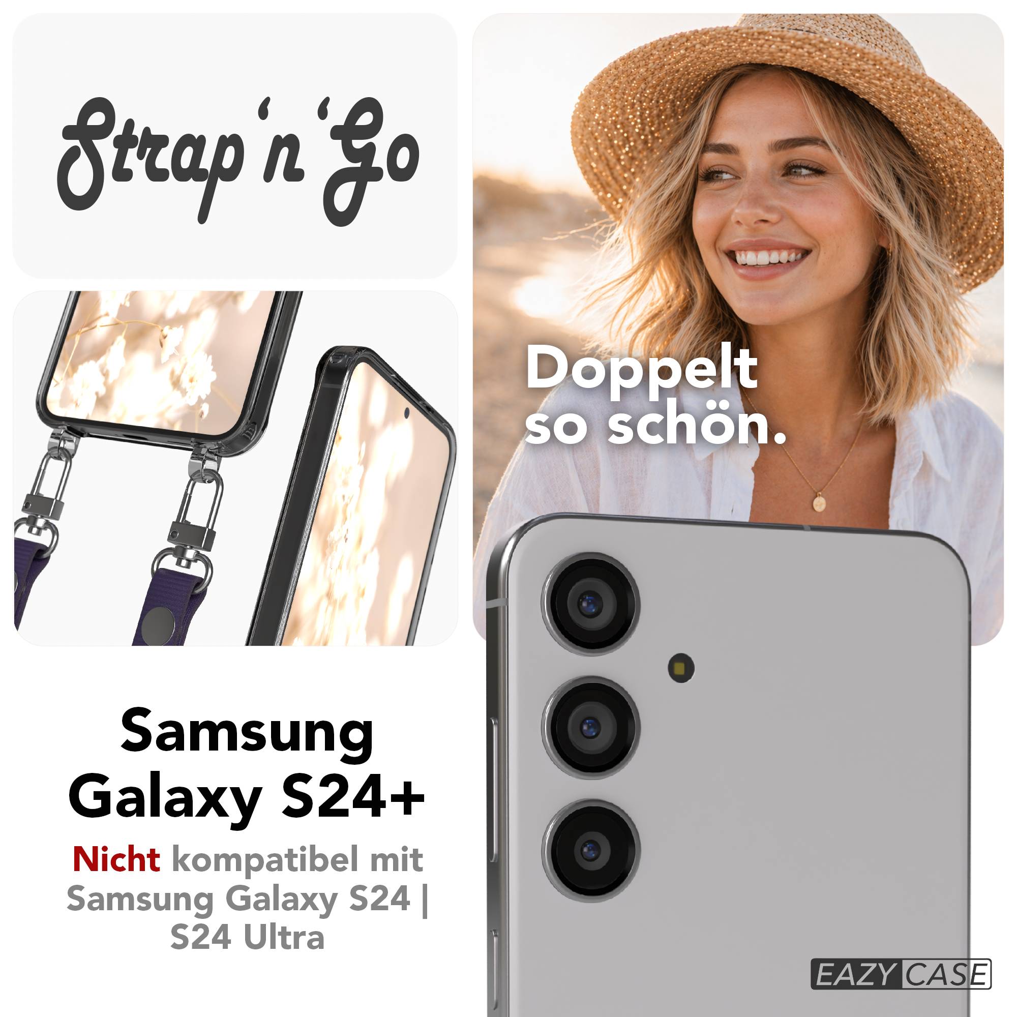 Samsung Galaxy S24 Plus MagSafe Hülle mit magnetischer Crossbody Handykette #farbe_lila-magsafe-funktion-ohne-magsafe