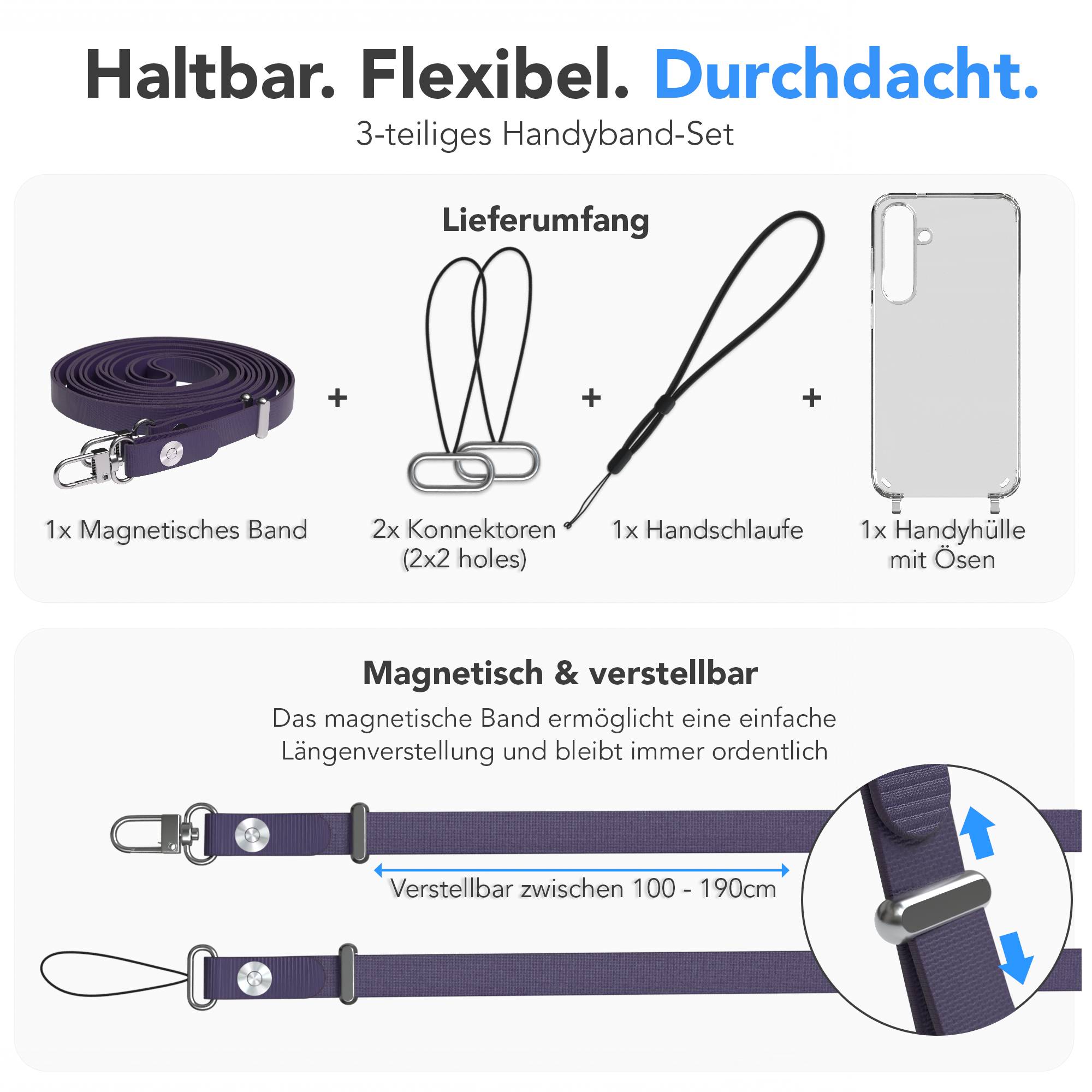 Samsung Galaxy S24 Plus MagSafe Hülle mit magnetischer Crossbody Handykette #farbe_lila-magsafe-funktion-ohne-magsafe