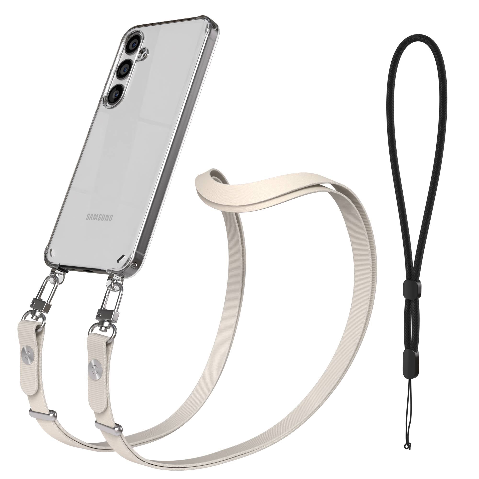 Samsung Galaxy S24 Plus MagSafe Hülle mit magnetischer Crossbody Handykette #farbe_taupe-magsafe-funktion-ohne-magsafe