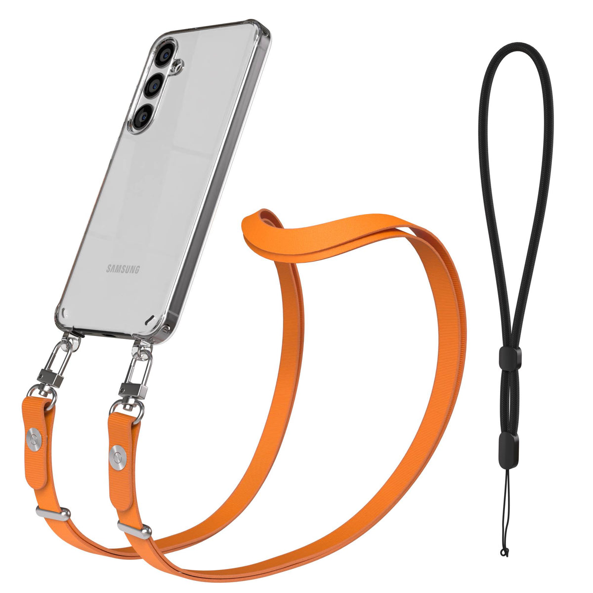 Samsung Galaxy S24 Plus MagSafe Hülle mit magnetischer Crossbody Handykette #farbe_orange-magsafe-funktion-ohne-magsafe