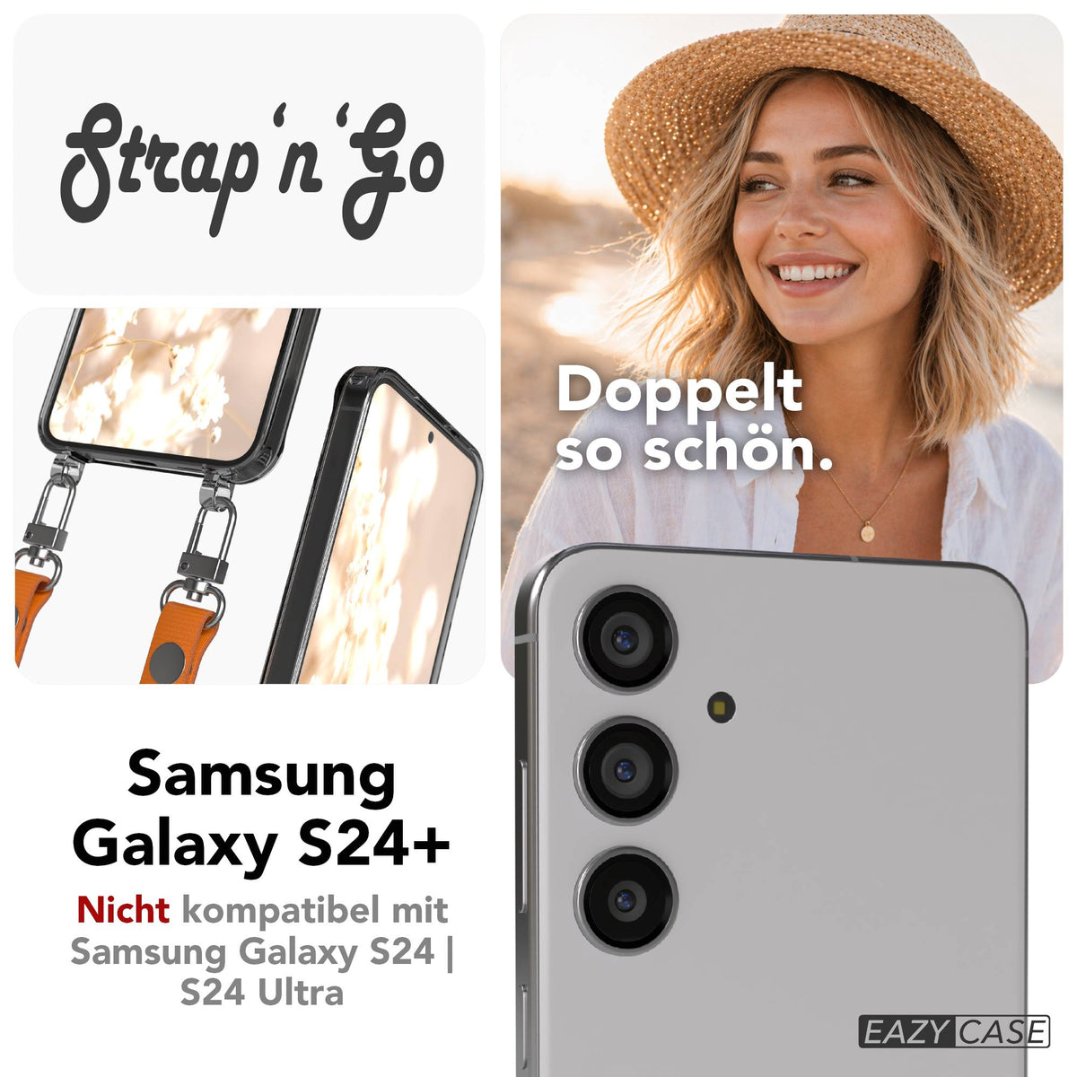 Samsung Galaxy S24 Plus MagSafe Hülle mit magnetischer Crossbody Handykette #farbe_orange-magsafe-funktion-ohne-magsafe