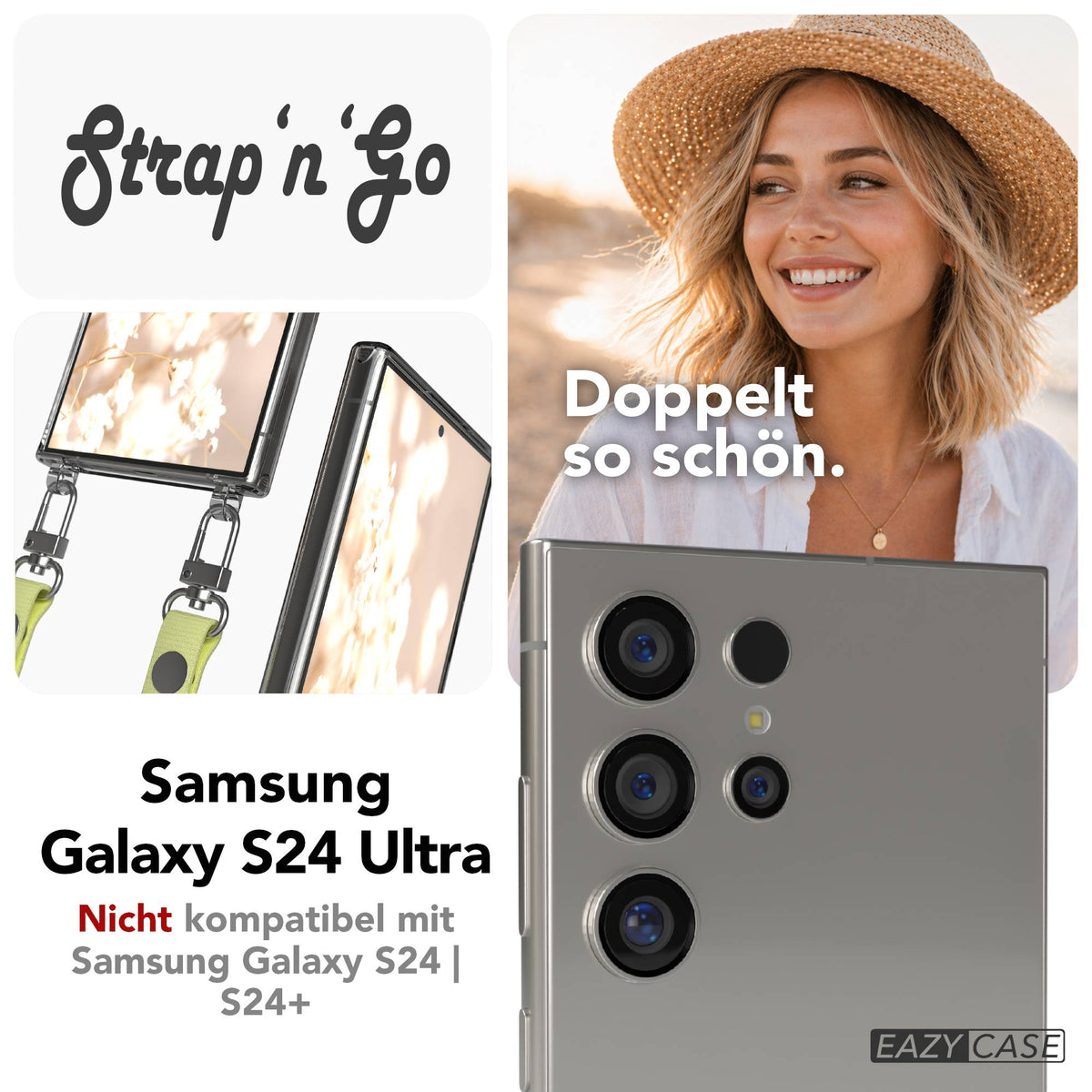 Samsung Galaxy S24 Ultra MagSafe Hülle mit magnetischer Crossbody Handykette #farbe_gelb-magsafe-funktion-ohne-magsafe