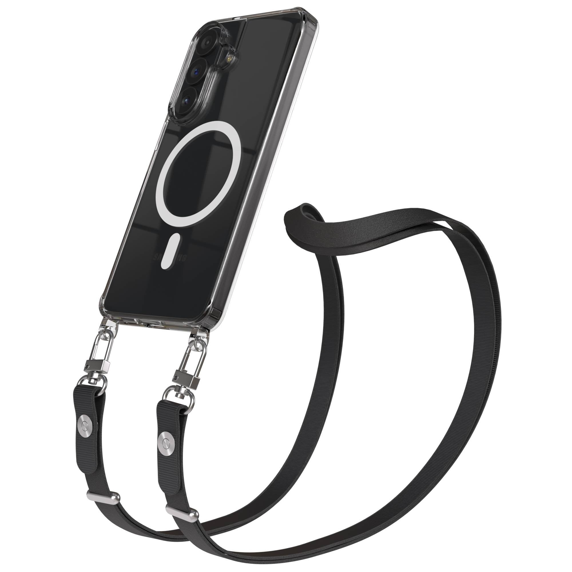 Samsung Galaxy S26 Plus MagSafe Schutzhülle mit magnetischer Crossbody-Handykette #farbe_schwarz-magsafe-funktion-mit-magsafe