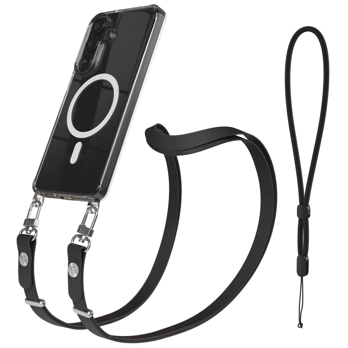 Samsung Galaxy S26 Plus MagSafe Schutzhülle mit magnetischer Crossbody-Handykette #farbe_schwarz-magsafe-funktion-mit-magsafe