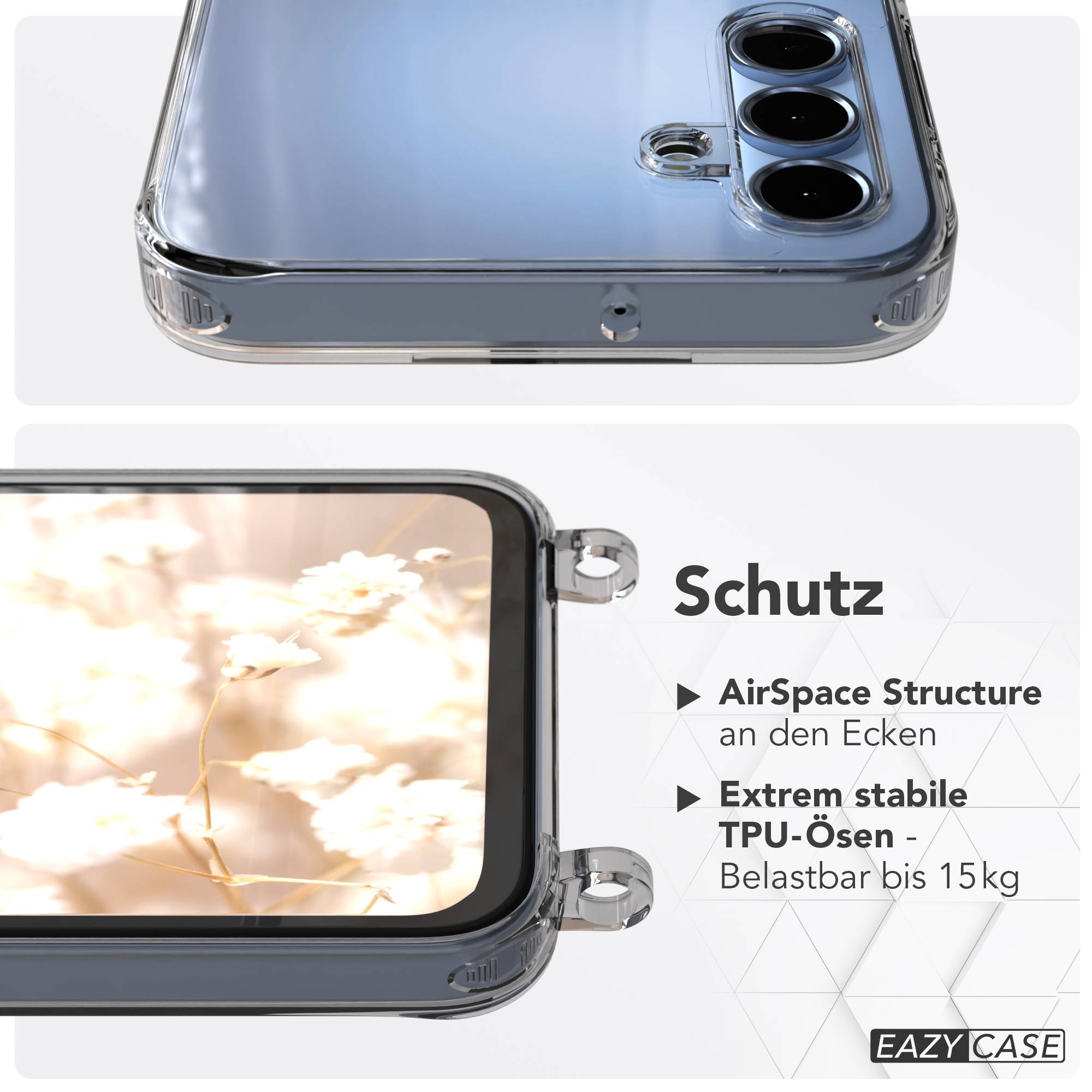 Samsung Galaxy A15 Schutzhülle mit magnetisch verstellbarem Crossbody Umhängeband