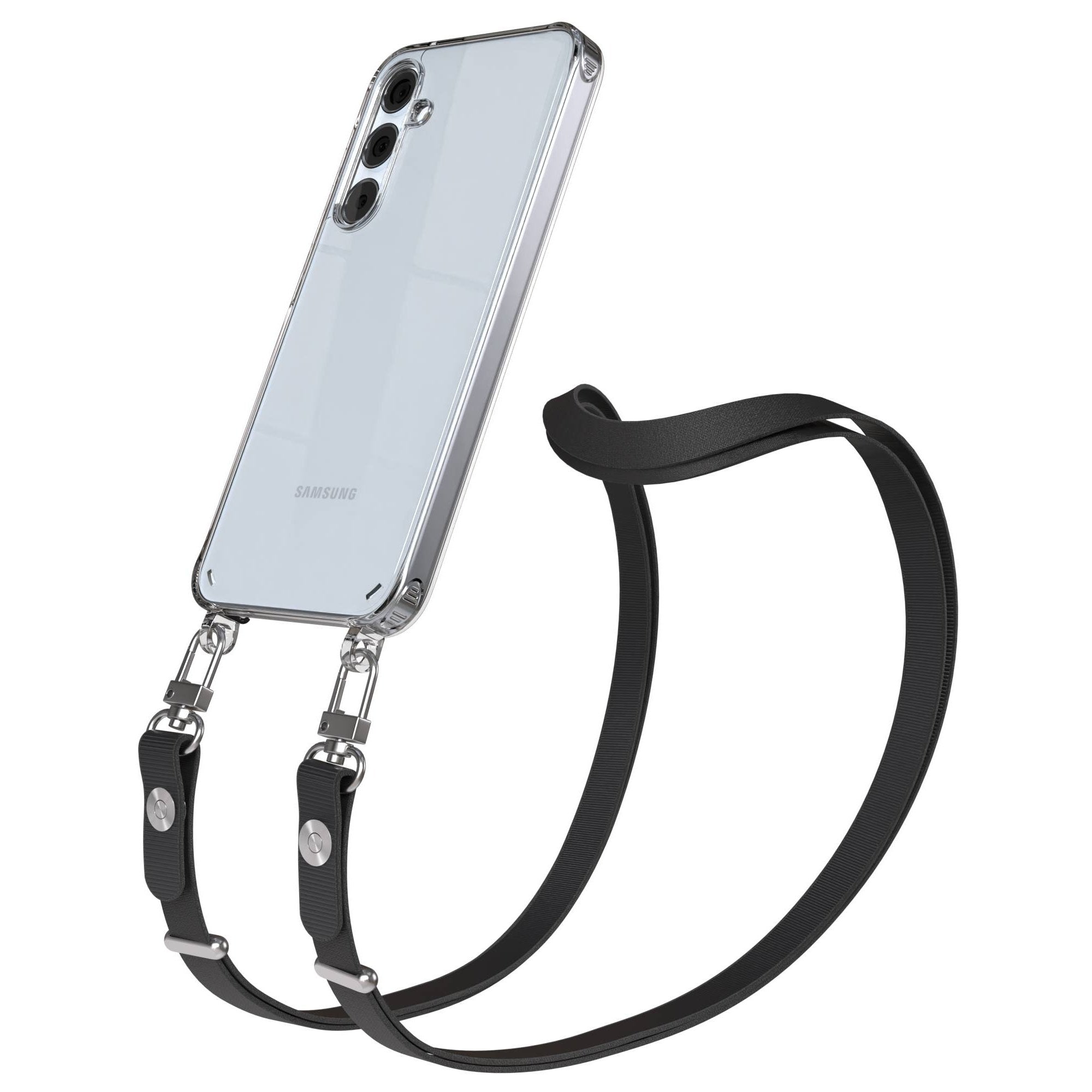 Samsung Galaxy A35 Schutzhülle mit magnetischem Crossbody Umhängeband #farbe_schwarz