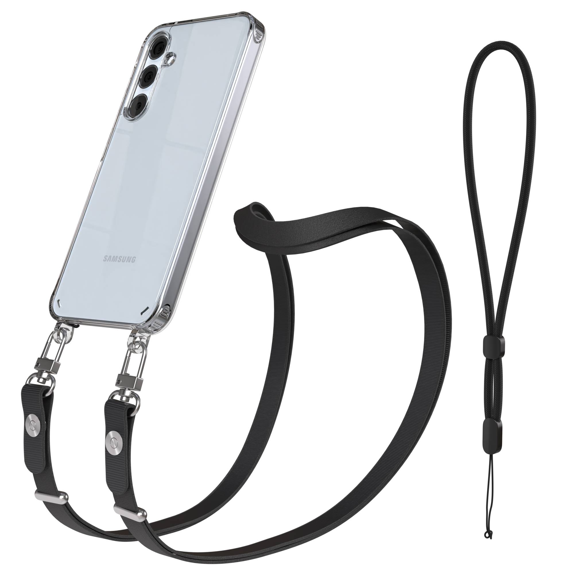 Samsung Galaxy A35 Schutzhülle mit magnetischem Crossbody Umhängeband #farbe_schwarz