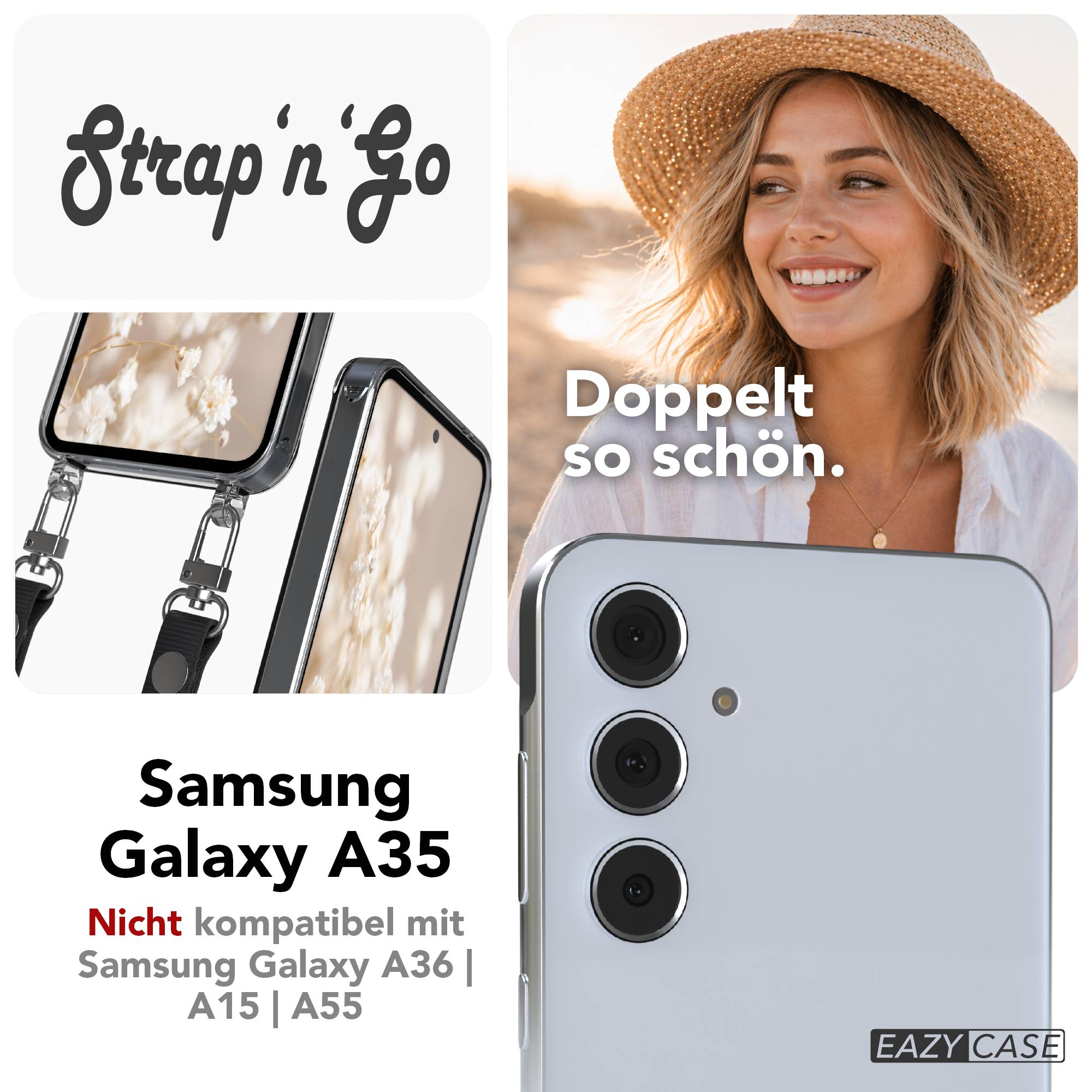 Samsung Galaxy A35 Schutzhülle mit magnetischem Crossbody Umhängeband