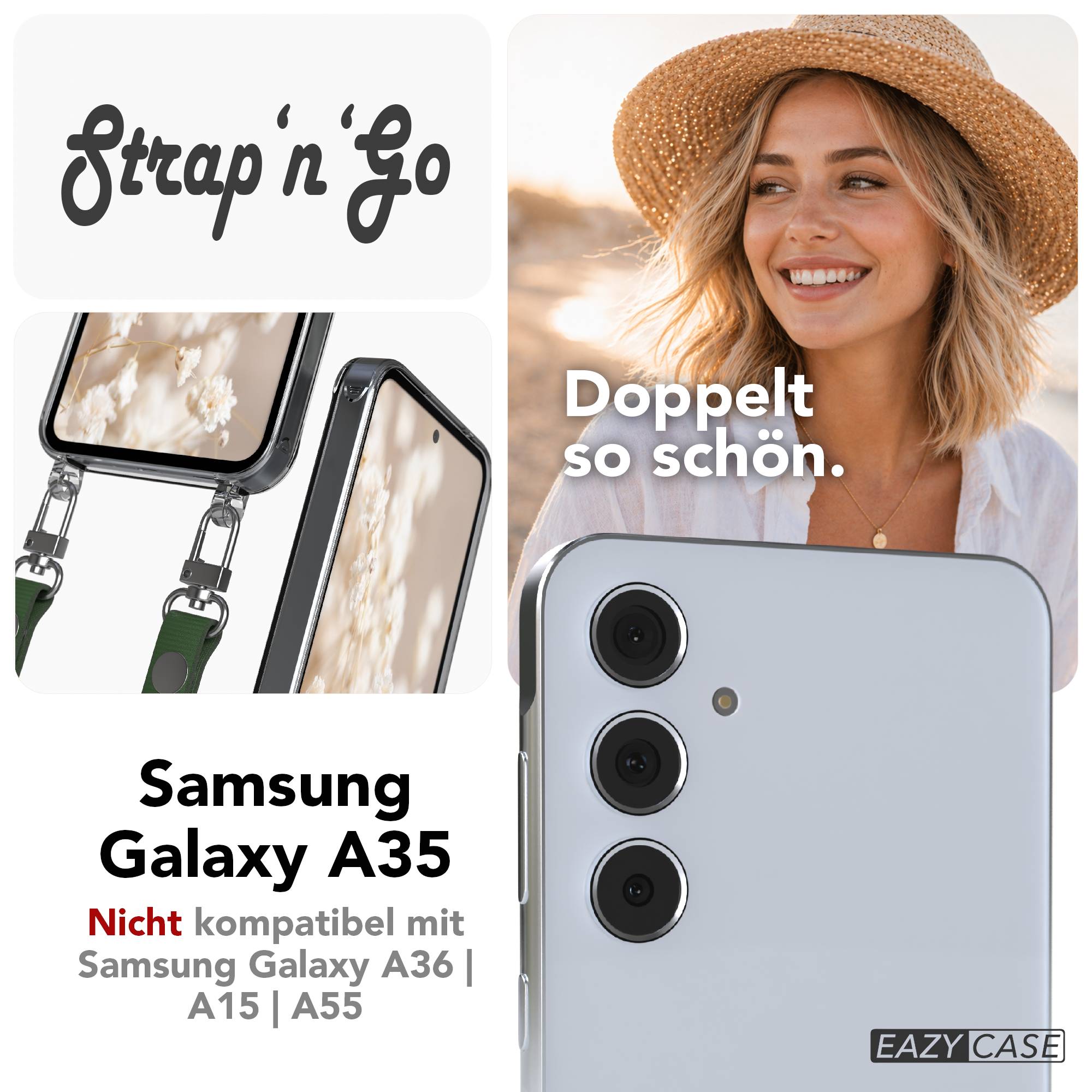 Samsung Galaxy A35 Schutzhülle mit magnetischem Crossbody Umhängeband