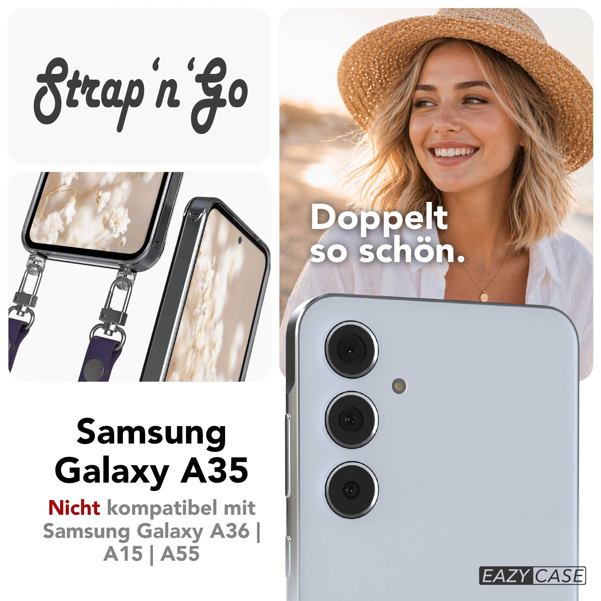 Samsung Galaxy A35 Schutzhülle mit magnetischem Crossbody Umhängeband