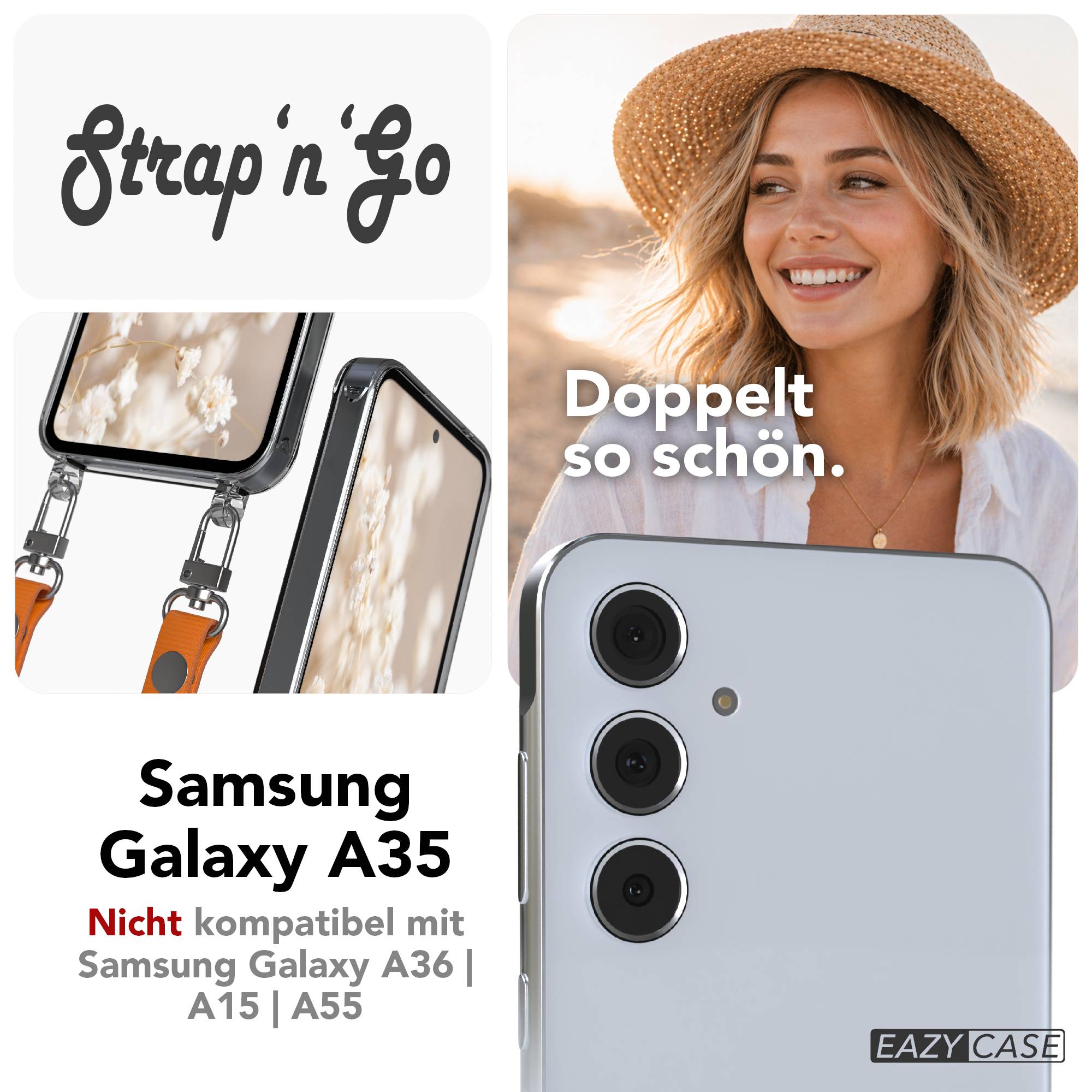 Samsung Galaxy A35 Schutzhülle mit magnetischem Crossbody Umhängeband