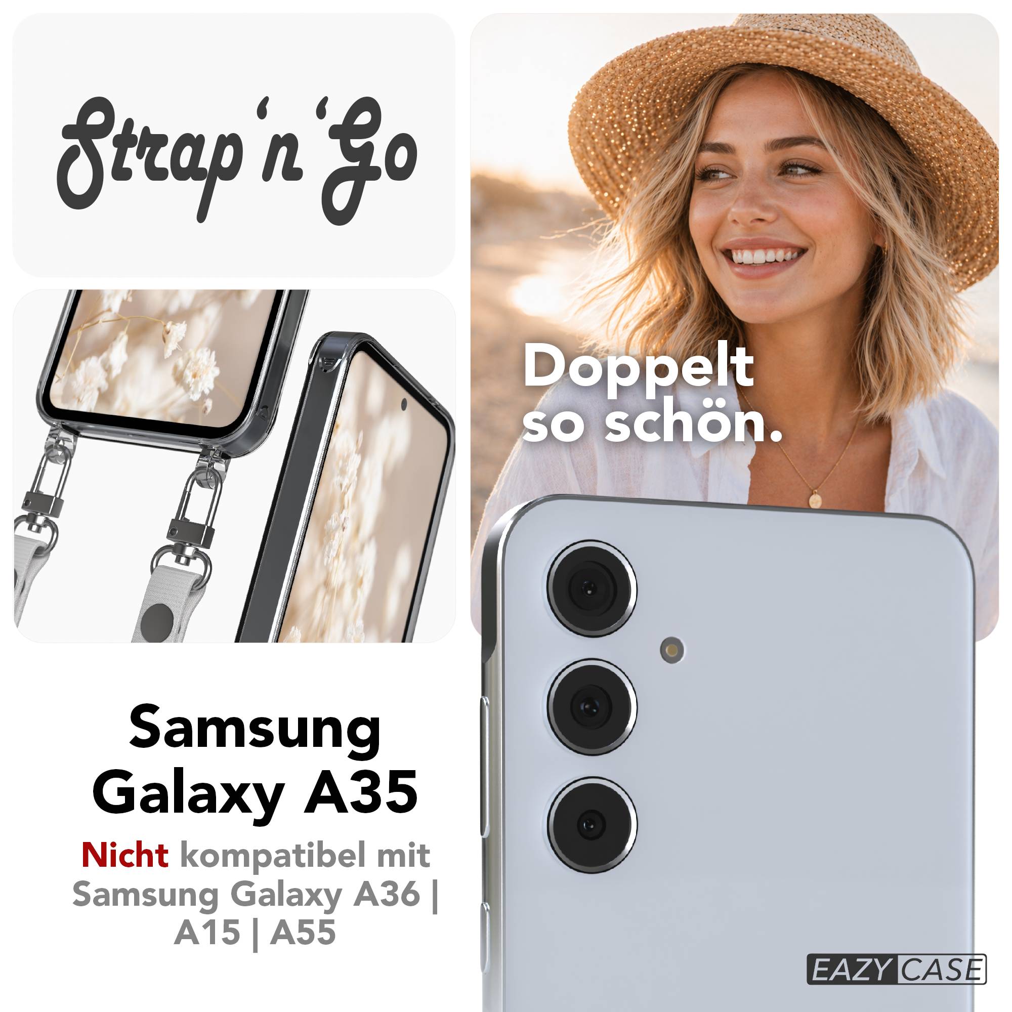 Samsung Galaxy A35 Schutzhülle mit magnetischem Crossbody Umhängeband