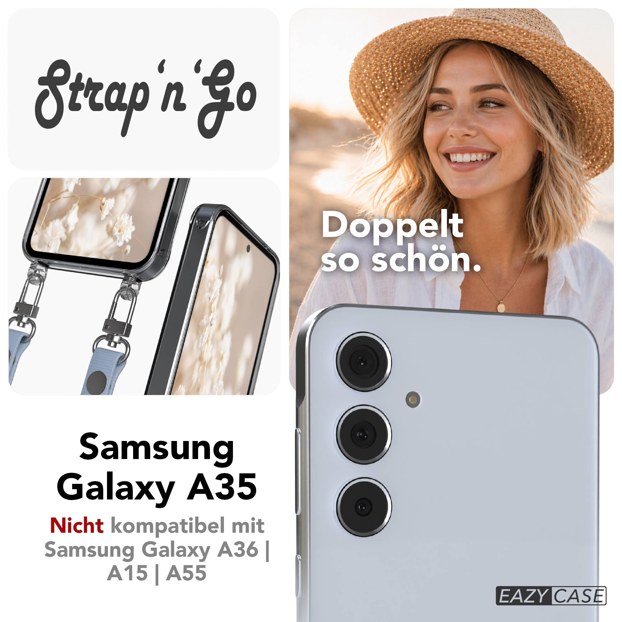 Samsung Galaxy A35 Schutzhülle mit magnetischem Crossbody Umhängeband