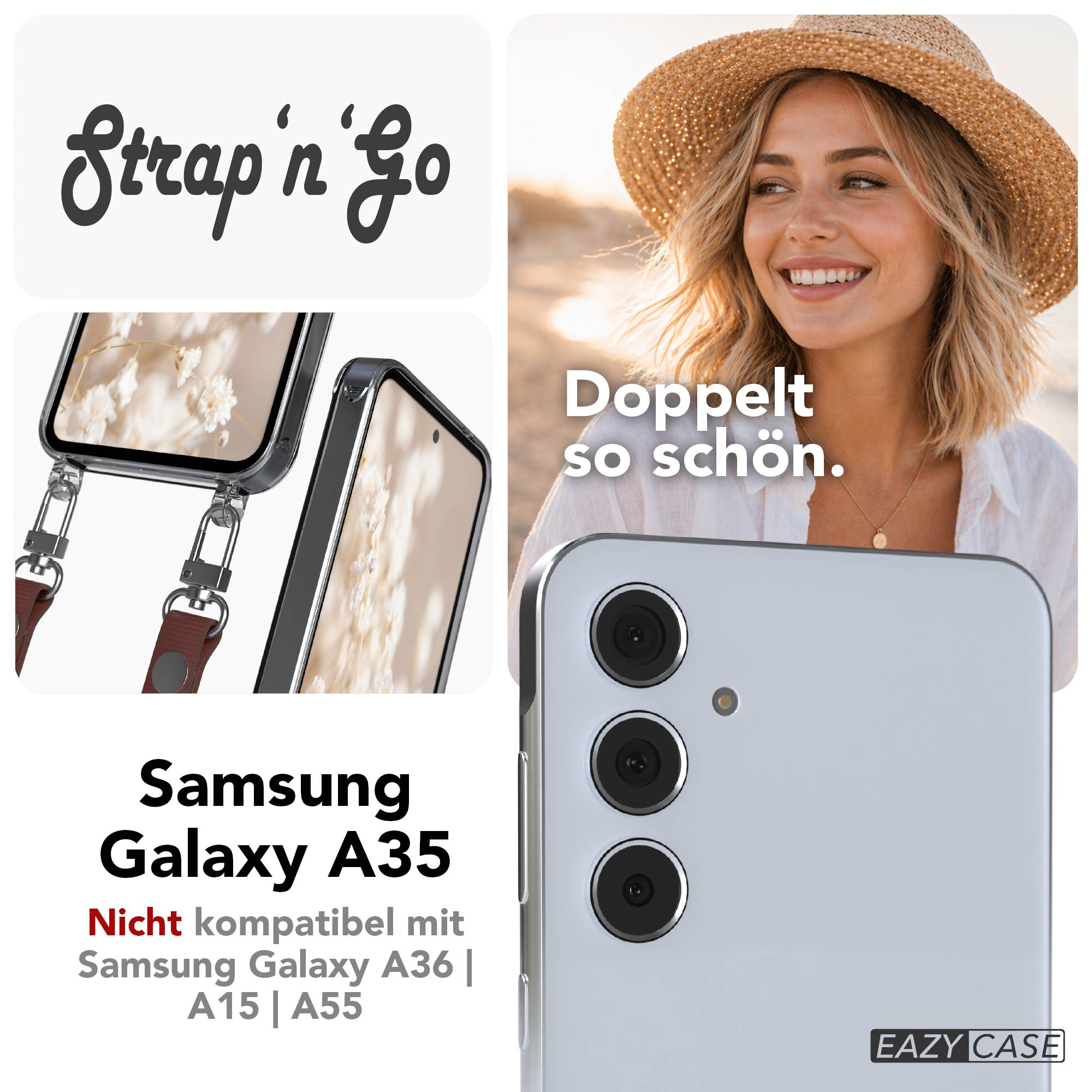 Samsung Galaxy A35 Schutzhülle mit magnetischem Crossbody Umhängeband