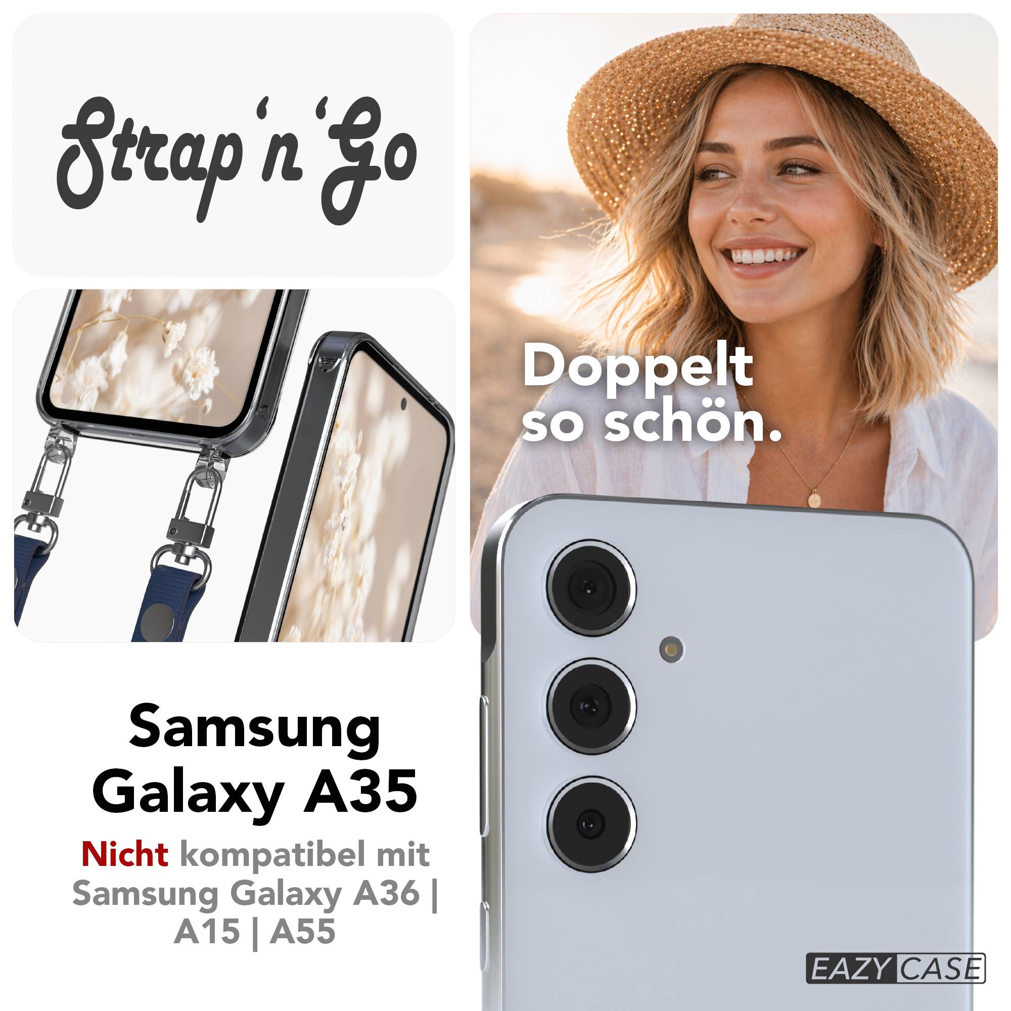 Samsung Galaxy A35 Schutzhülle mit magnetischem Crossbody Umhängeband