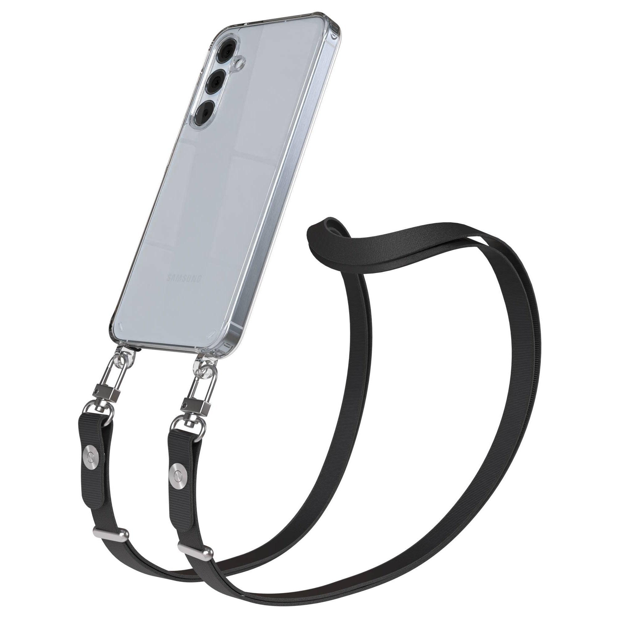 Samsung Galaxy A55 Schutzhülle mit magnetisch verstellbarem Crossbody-Umhängeband #farbe_schwarz