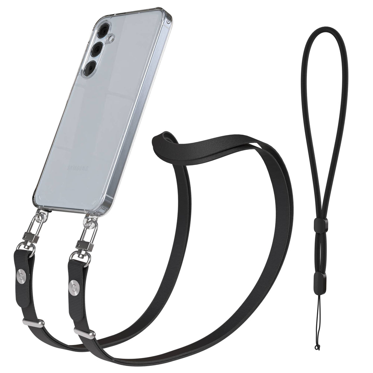 Samsung Galaxy A55 Schutzhülle mit magnetisch verstellbarem Crossbody-Umhängeband #farbe_schwarz