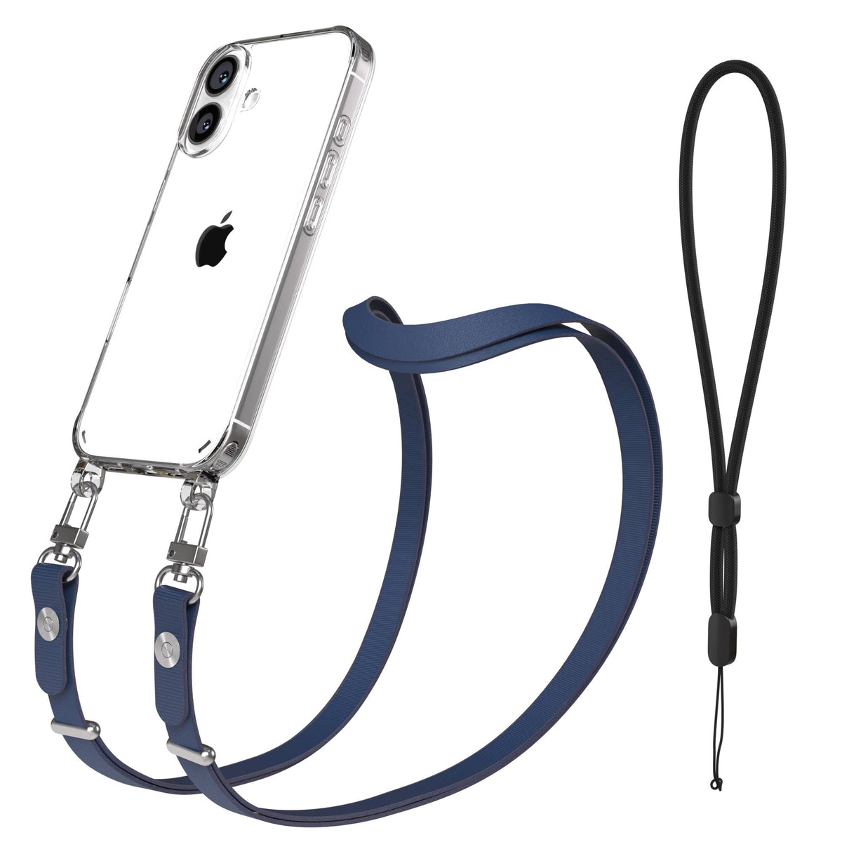 Apple iPhone 16 MagSafe Hülle mit magnetischer Crossbody Handykette Set #farbe_blau-magsafe-funktion-ohne-magsafe