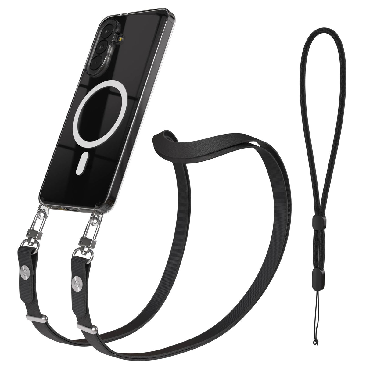 Samsung Galaxy A37 MagSafe Schutzhülle mit magnetischer Crossbody Handykette #farbe_schwarz-magsafe-funktion-mit-magsafe