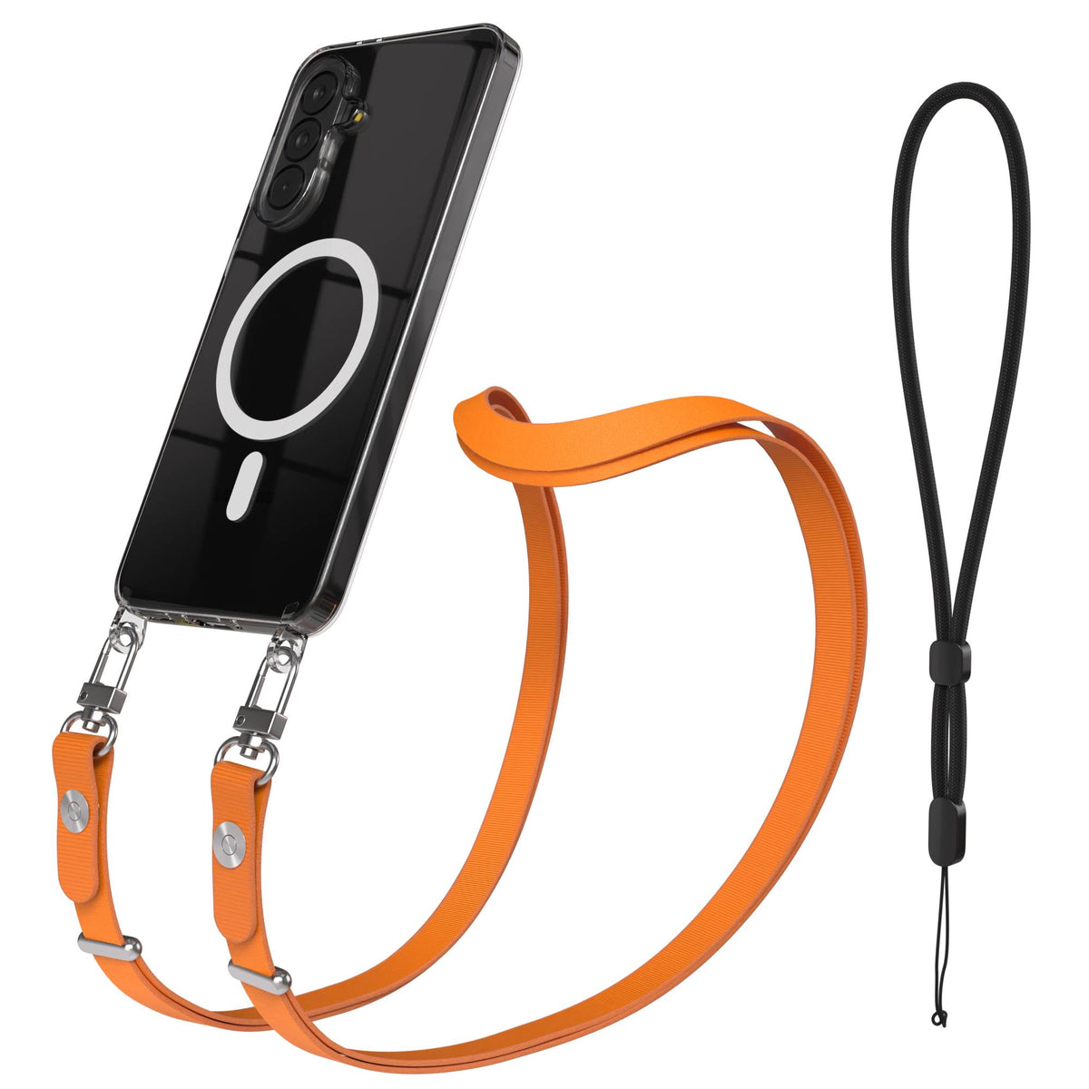 Samsung Galaxy A37 MagSafe Schutzhülle mit magnetischer Crossbody Handykette #farbe_orange-magsafe-funktion-mit-magsafe