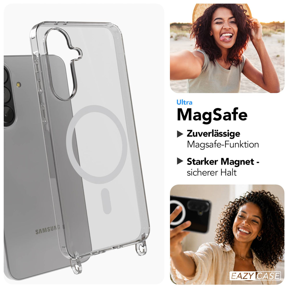 Samsung Galaxy A37 MagSafe Schutzhülle mit magnetischer Crossbody Handykette #farbe_orange-magsafe-funktion-mit-magsafe
