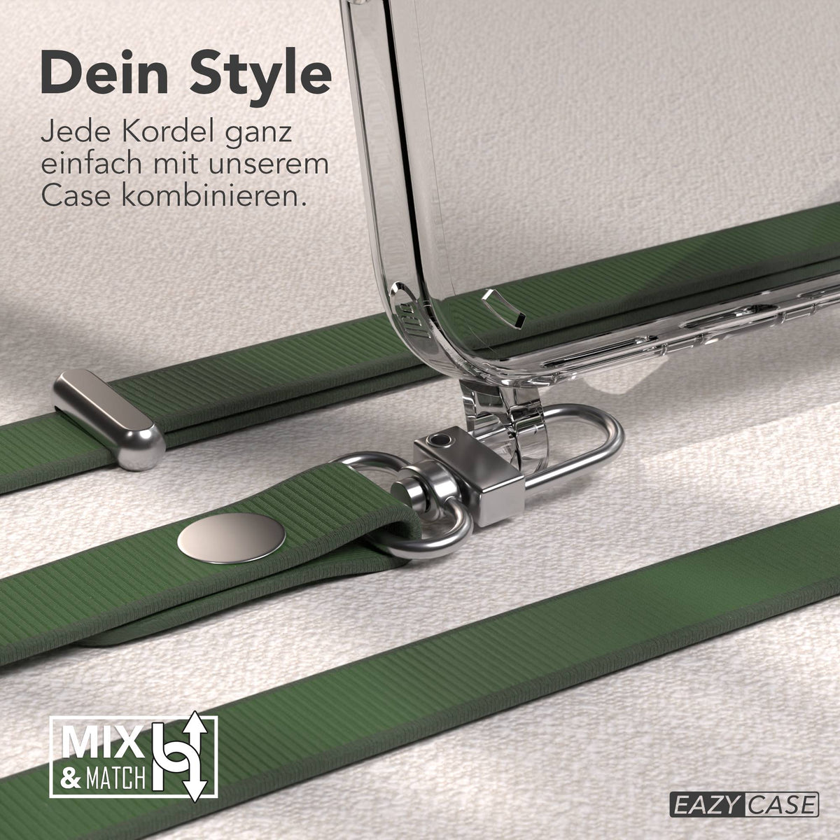 iPhone 16 Plus MagSafe Hülle mit magnetischem Crossbody-Umhängeband von EAZY CASE #farbe_grun-magsafe-funktion-ohne-magsafe