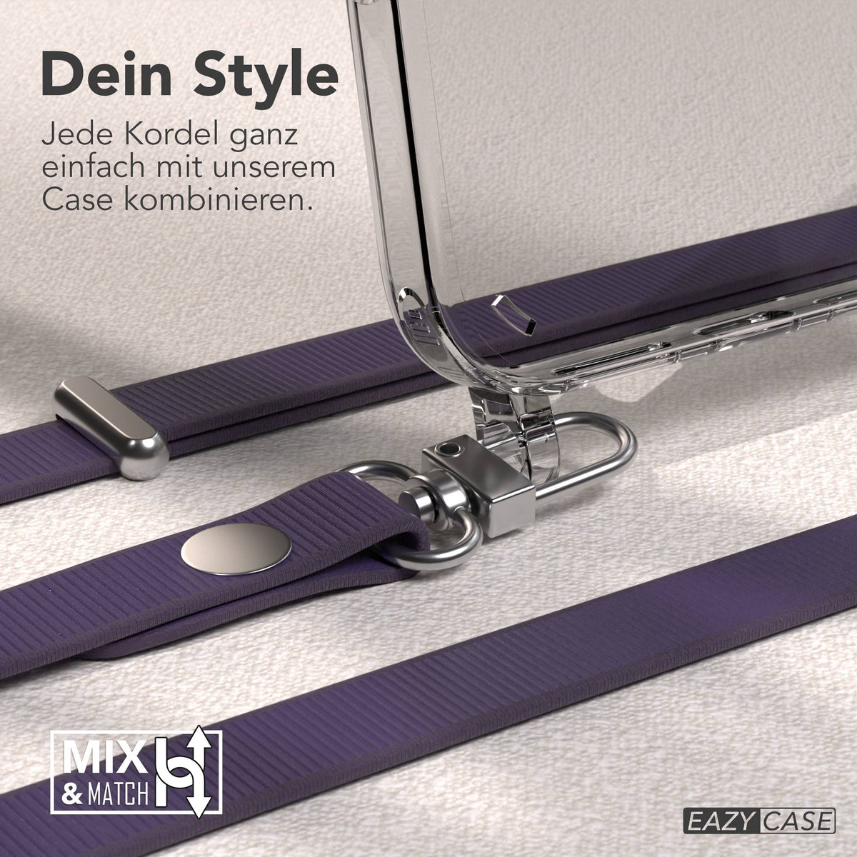 iPhone 16 Plus MagSafe Hülle mit magnetischem Crossbody-Umhängeband von EAZY CASE #farbe_lila-magsafe-funktion-ohne-magsafe