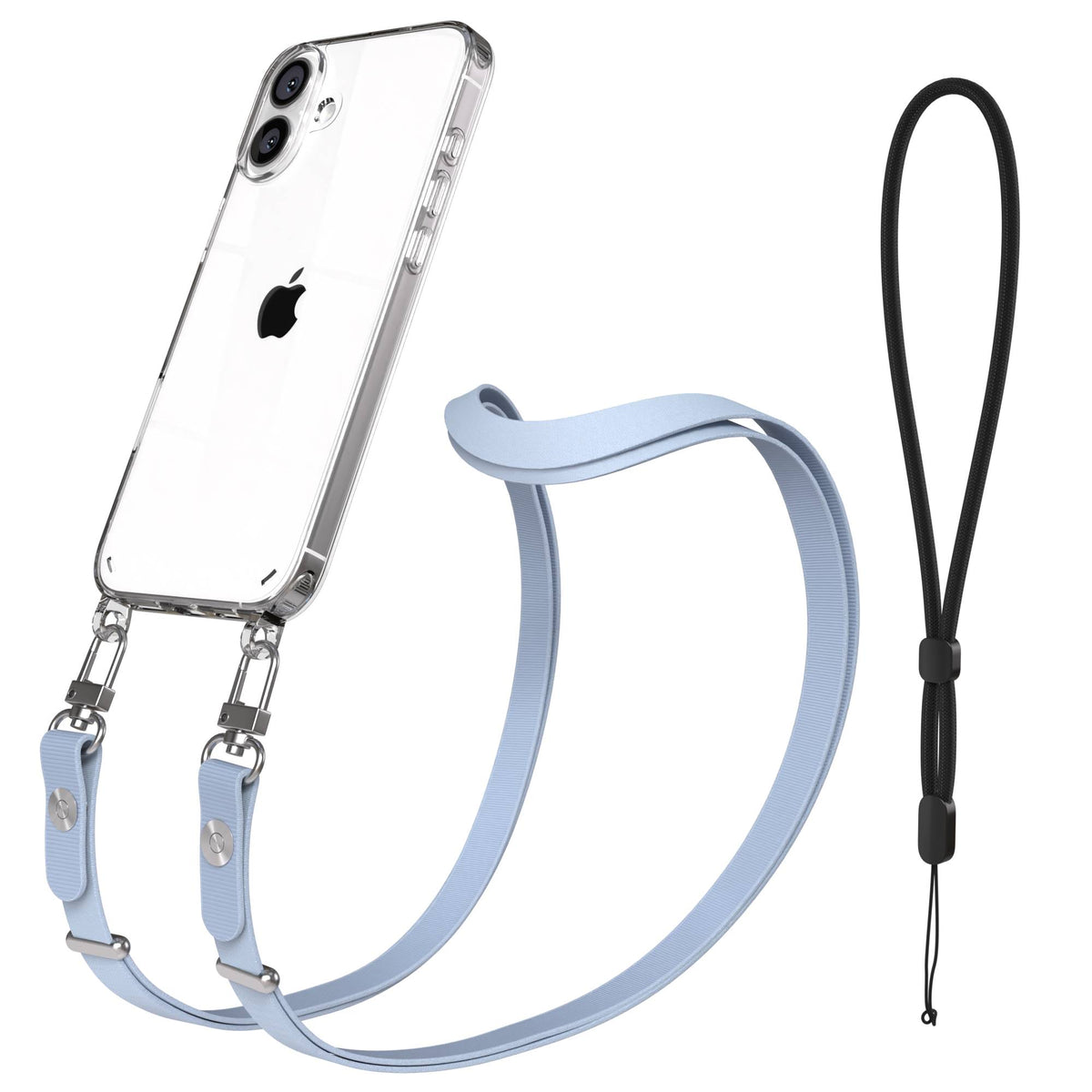 iPhone 16 Plus MagSafe Hülle mit magnetischem Crossbody-Umhängeband von EAZY CASE #farbe_hellblau-magsafe-funktion-ohne-magsafe
