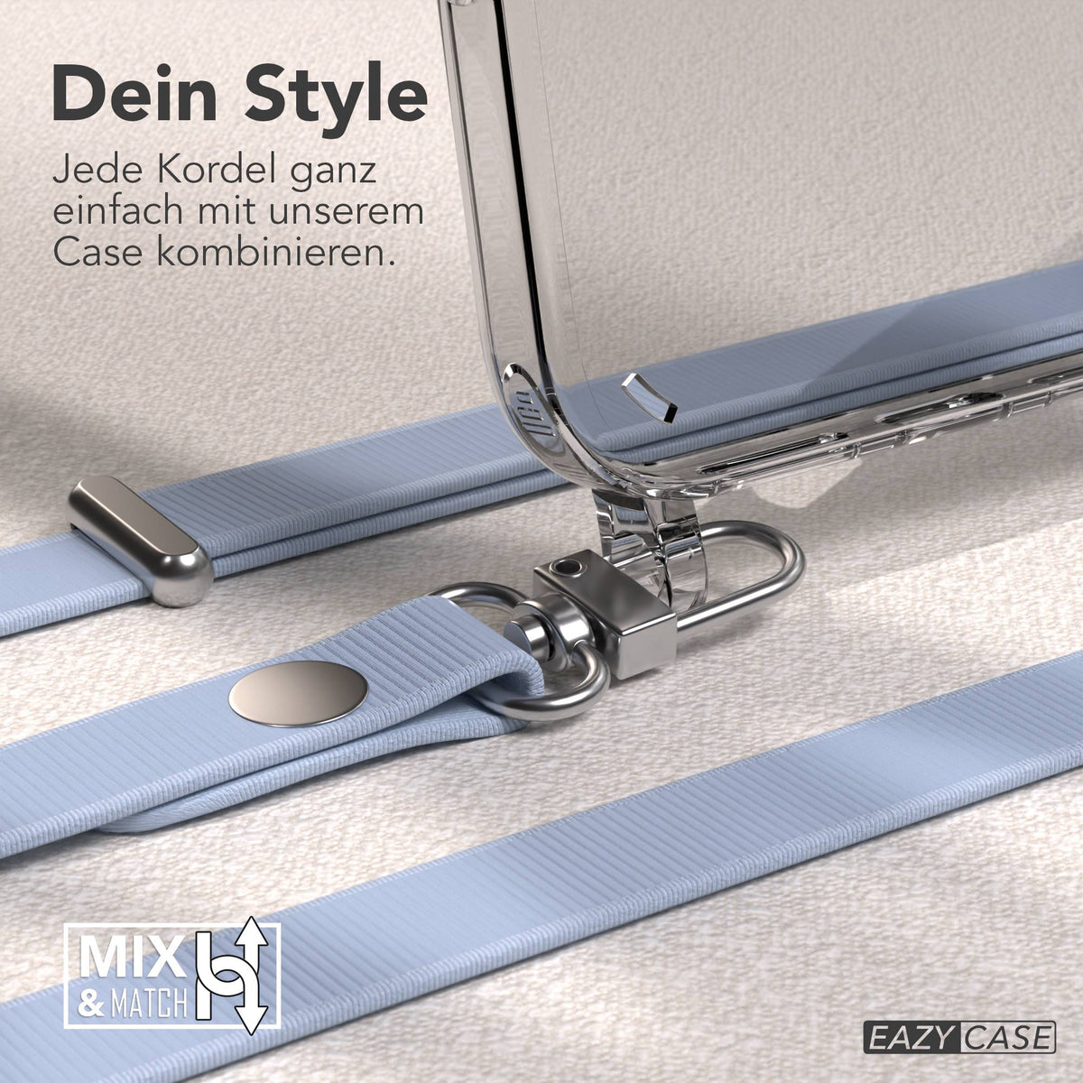 iPhone 16 Plus MagSafe Hülle mit magnetischem Crossbody-Umhängeband von EAZY CASE #farbe_hellblau-magsafe-funktion-ohne-magsafe