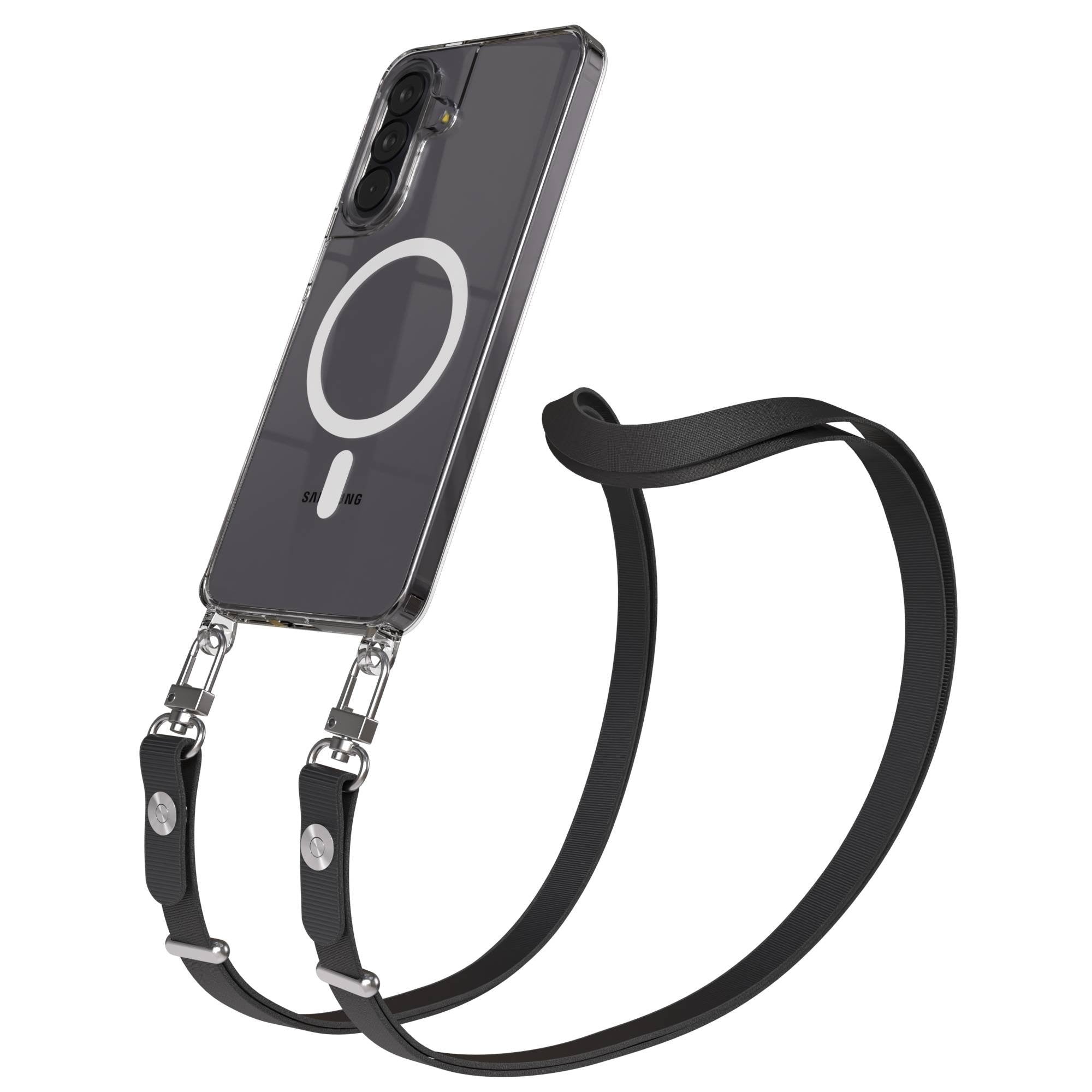Samsung Galaxy A57 MagSafe Schutzhülle mit magnetischer Crossbody Handykette #farbe_schwarz-magsafe-funktion-mit-magsafe