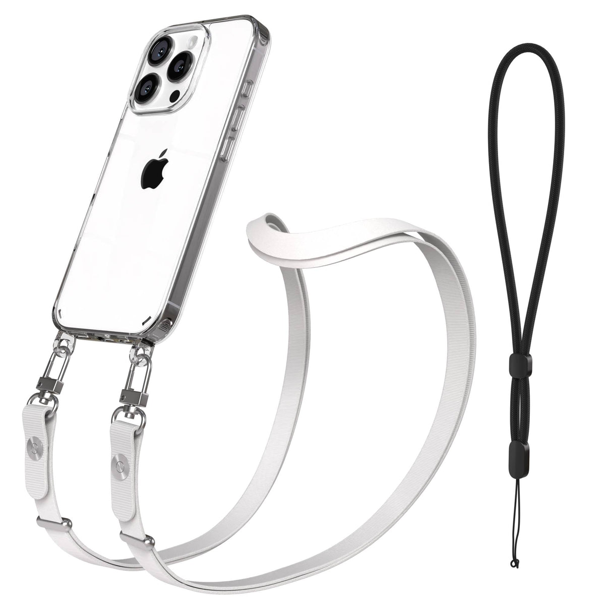 Apple iPhone 16 Pro MagSafe Hülle mit magnetischer Crossbody Handykette Set #farbe_grau-magsafe-funktion-ohne-magsafe