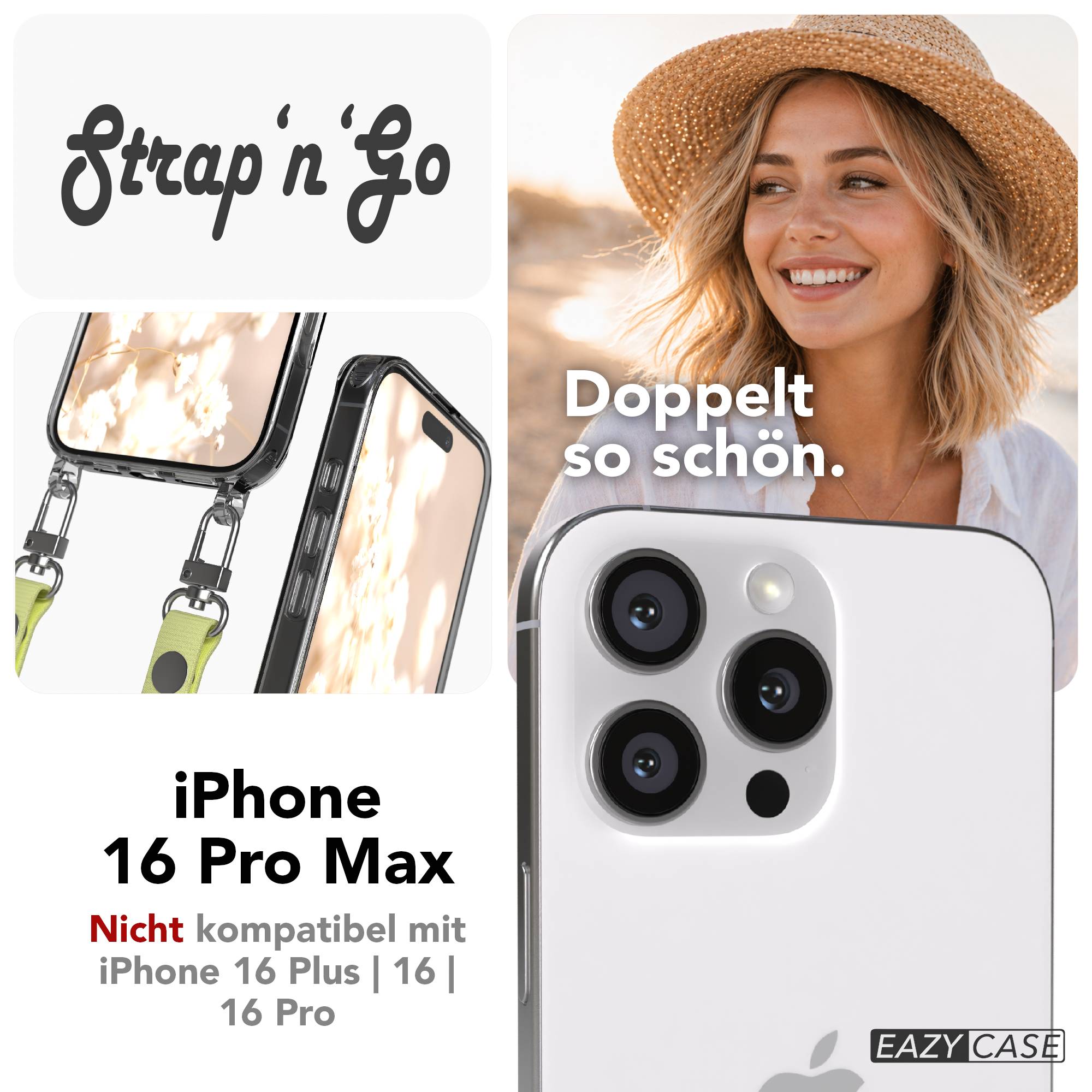 iPhone 16 Pro Max MagSafe Hülle mit magnetischem Crossbody-Umhängeband #farbe_gelb-magsafe-funktion-ohne-magsafe